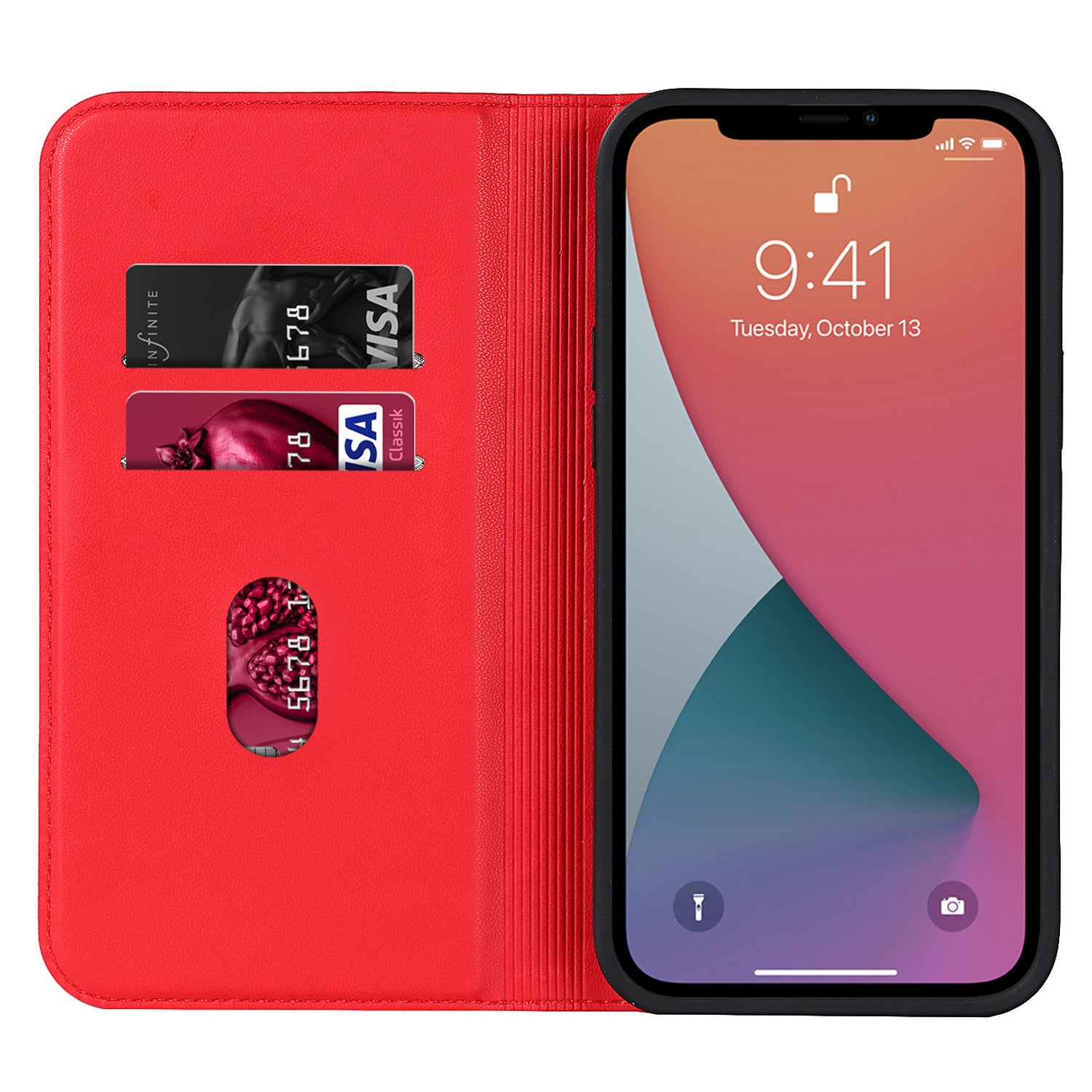 For iPhone 12 12 Pro 6.1 inch Magnetic Phone Case RFID Blocking PU Leather Card Holder Stand Cover Compatible with MagSafe