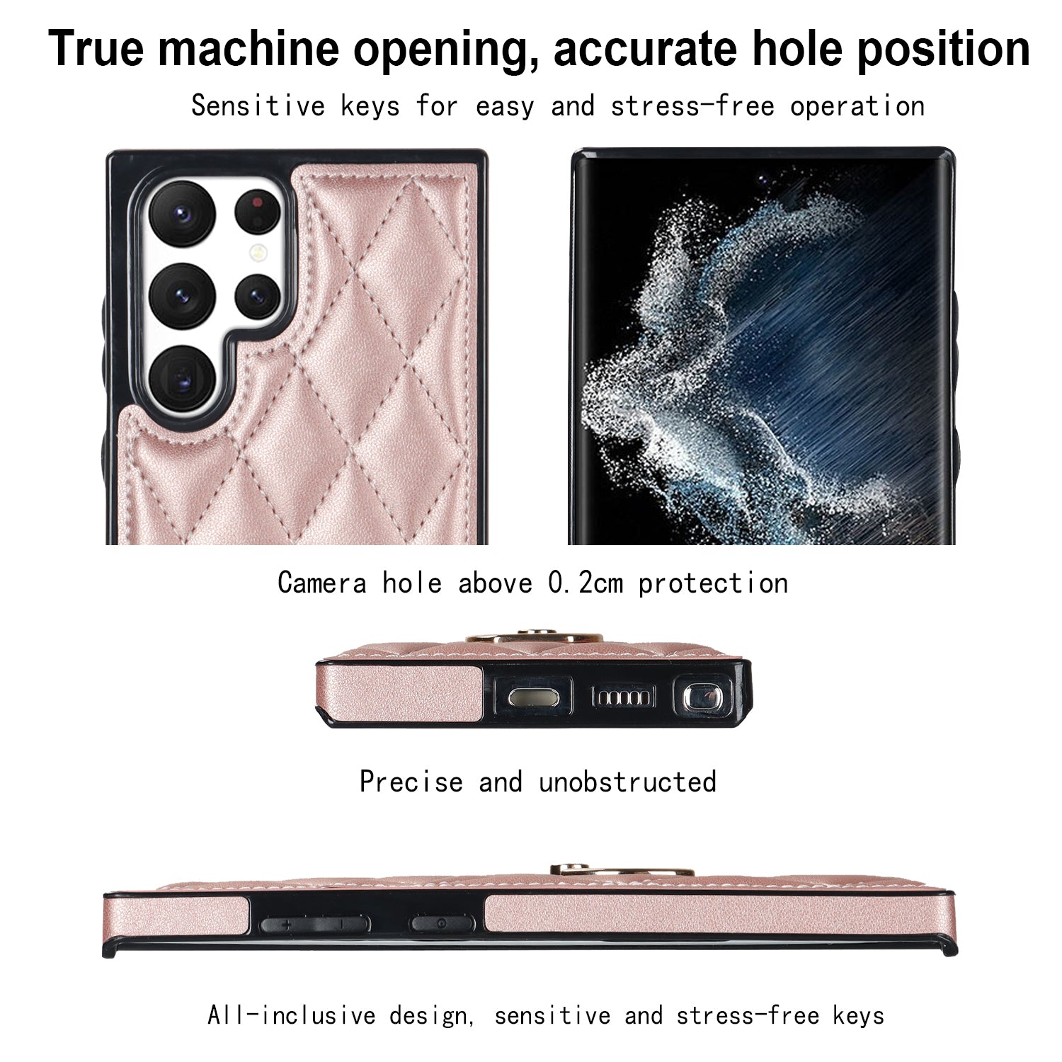 For Samsung Galaxy S22 Ultra 5G Cell Phone Case Imprinted Rhombus Grid Pattern Ring Kickstand Leather Coated TPU Cover