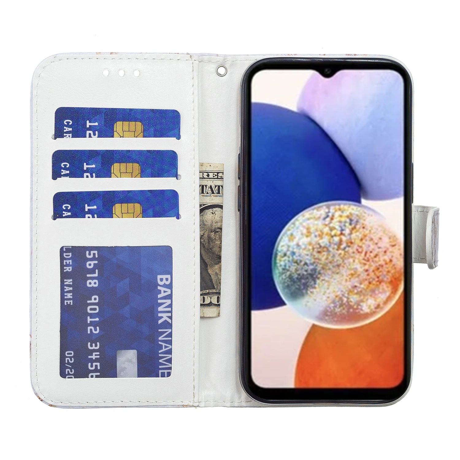 For Samsung Galaxy A14 5G PU Leather Phone Case Wallet Stand Pattern Printing Flip Phone Cover with Strap