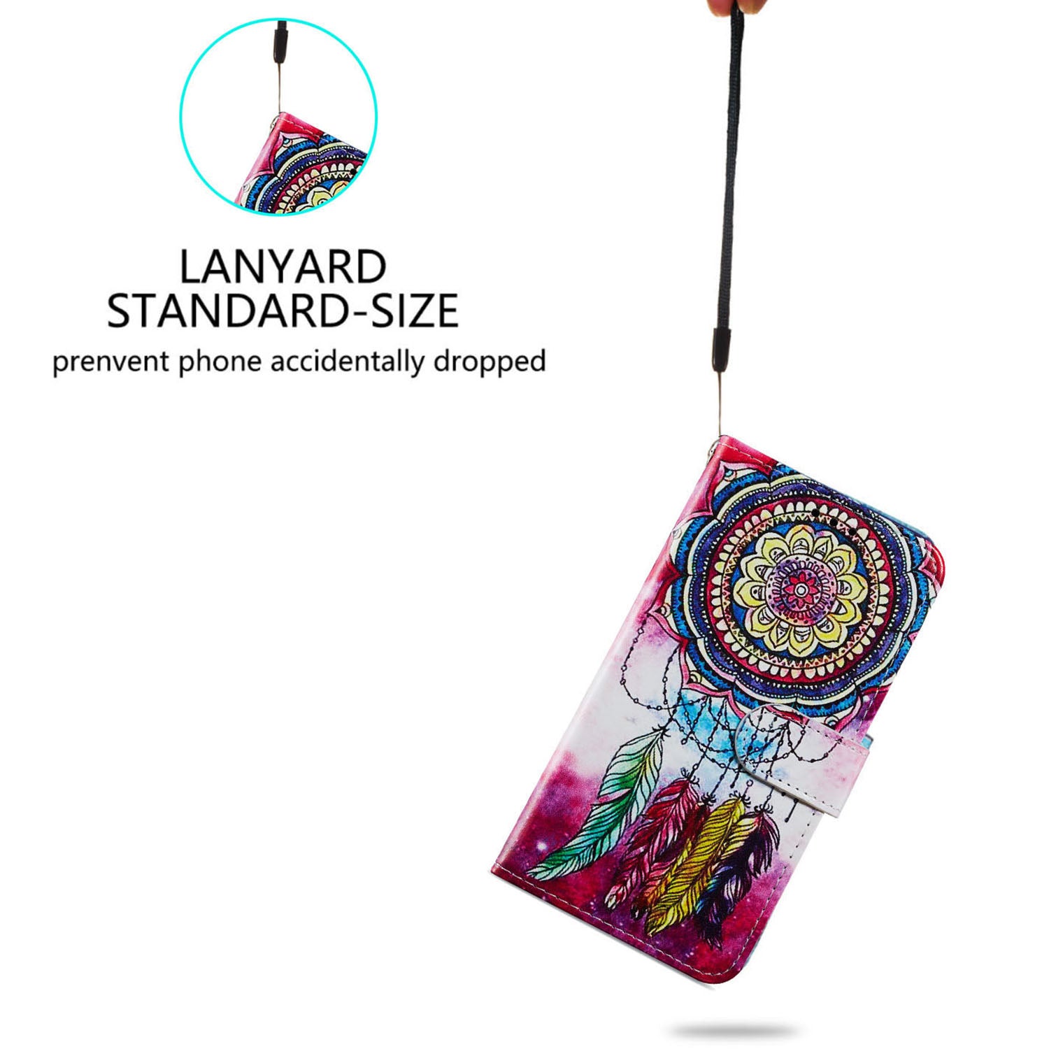 For Samsung Galaxy A14 5G PU Leather Phone Case Wallet Stand Pattern Printing Flip Phone Cover with Strap