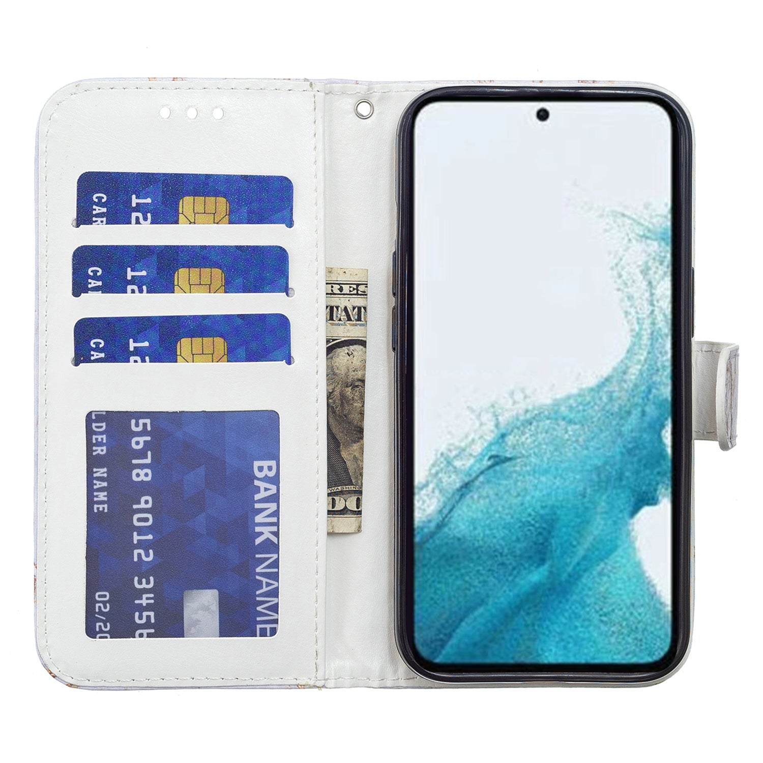 For Samsung Galaxy A54 5G PU Leather Flip Cover Wallet Stand Pattern Printing Phone Holder Cover with Strap