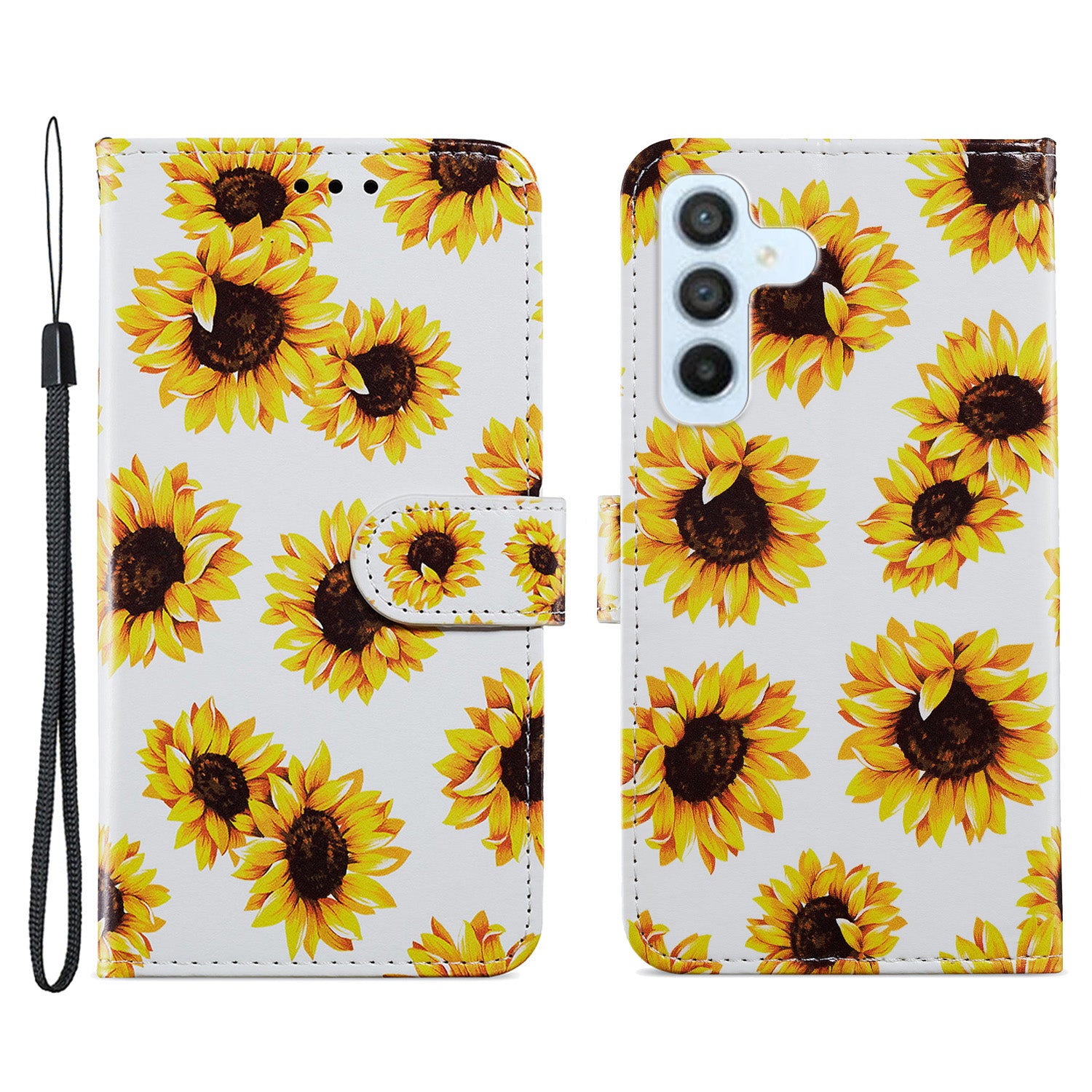 For Samsung Galaxy A54 5G PU Leather Flip Cover Wallet Stand Pattern Printing Phone Holder Cover with Strap