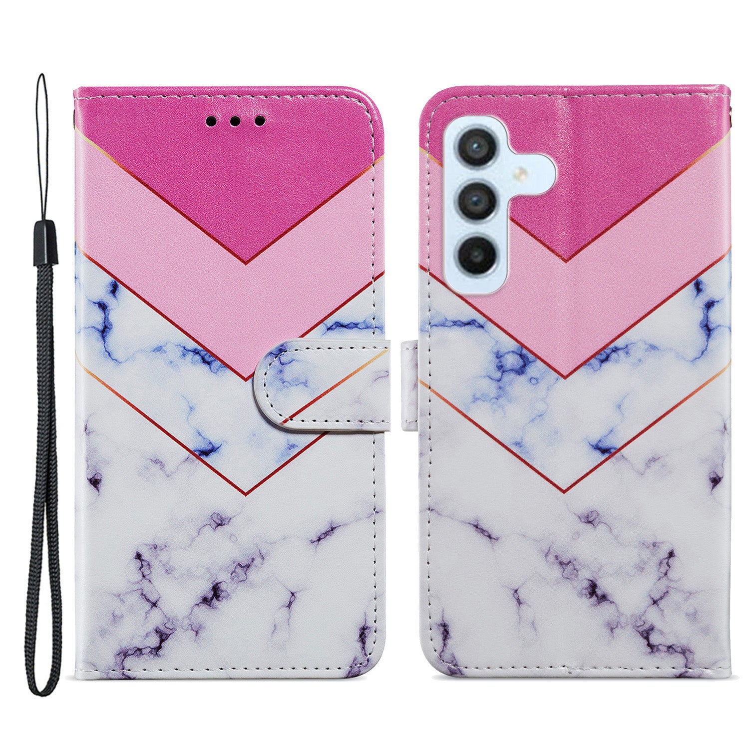 For Samsung Galaxy A54 5G PU Leather Flip Cover Wallet Stand Pattern Printing Phone Holder Cover with Strap