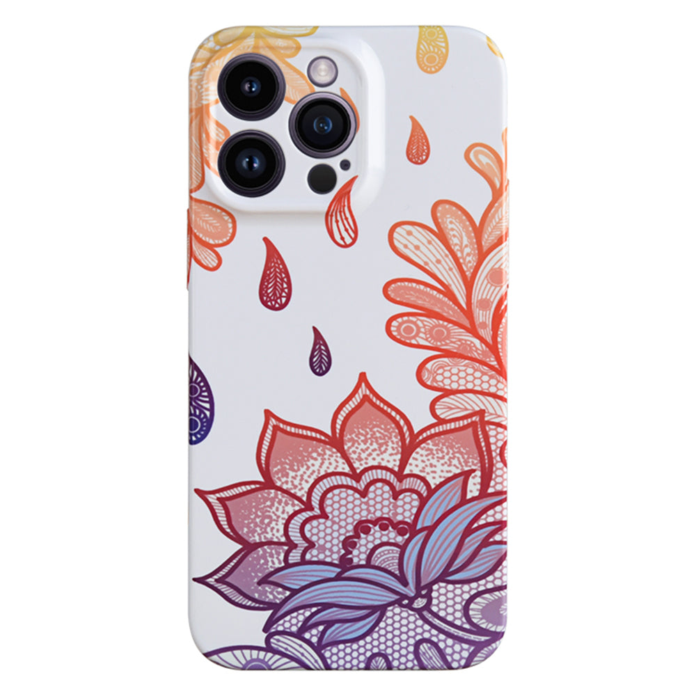 Cell Phone Cover for iPhone 14 Pro Max Paper-cut Flower Pattern PC Protective Phone Case