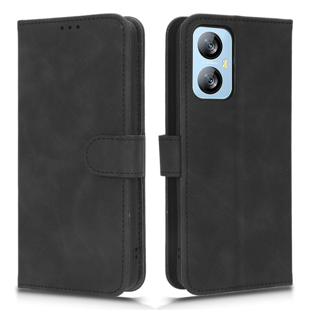 For Blackview A52 4G Drop-proof PU Leather Phone Case Stand Wallet Skin-touch Flip Cell Phone Cover