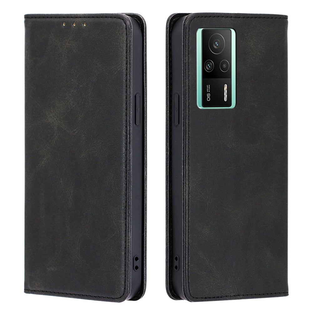For Xiaomi Redmi K60E 5G Magnetic Auto-absorbed Leather Stand Phone Case Calf Texture Wallet Phone Cover