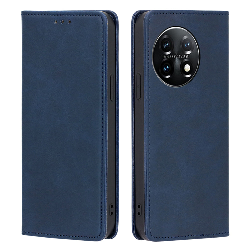 For OnePlus 11 5G Calf Texture Protective Phone Case Wallet Stand PU Leather Anti-drop Cell Phone Cover