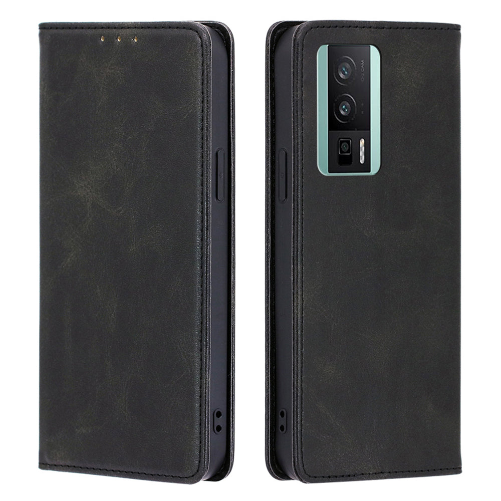 Phone Case for Xiaomi Poco F5 Pro 5G Redmi K60 Pro 5G K60 5G Auto-absorbed Magnetic Calf Texture Wallet Leather Stand Phone Cover