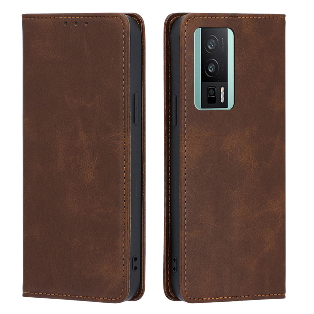 Phone Case for Xiaomi Poco F5 Pro 5G Redmi K60 Pro 5G K60 5G Auto-absorbed Magnetic Calf Texture Wallet Leather Stand Phone Cover