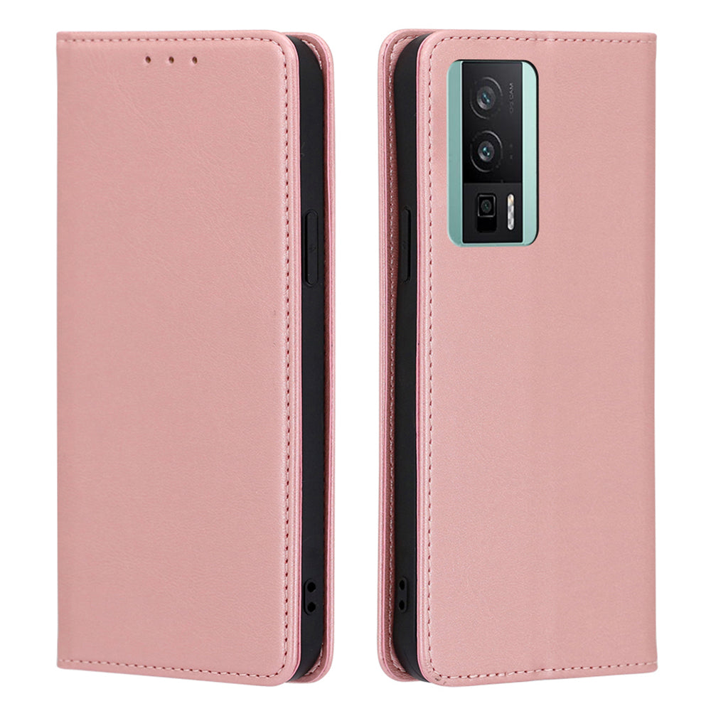 Phone Case for Xiaomi Poco F5 Pro 5G Redmi K60 Pro 5G K60 5G Auto-absorbed Magnetic Calf Texture Wallet Leather Stand Phone Cover