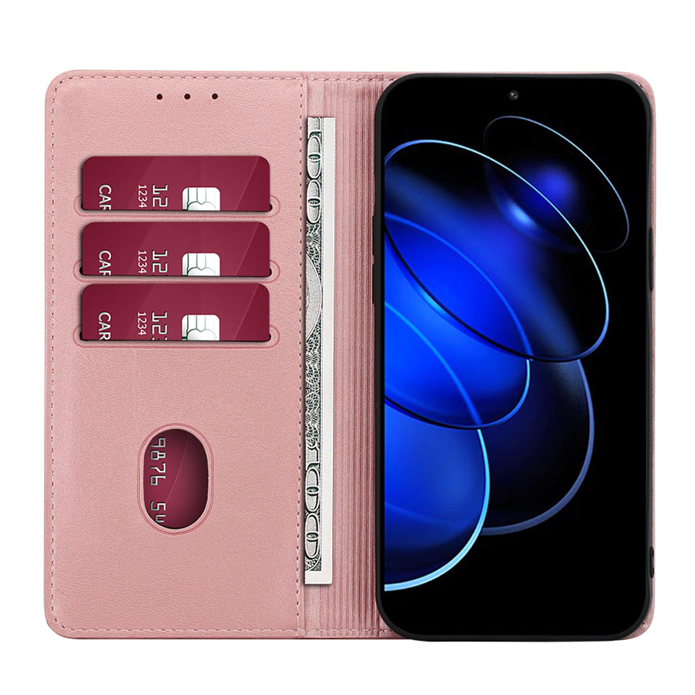 Anti-drop Leather Phone Case for Honor 80 GT 5G Calf Texture Wallet Stand Magnetic Closure Phone Cover