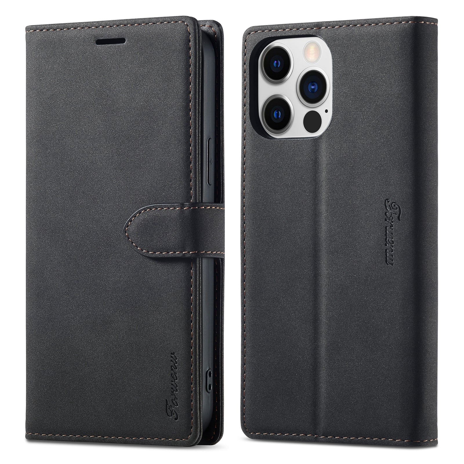 FORWENW F1 Series for iPhone 14 Pro Max PU Leather Phone Wallet Case Stand Protective Phone Cover