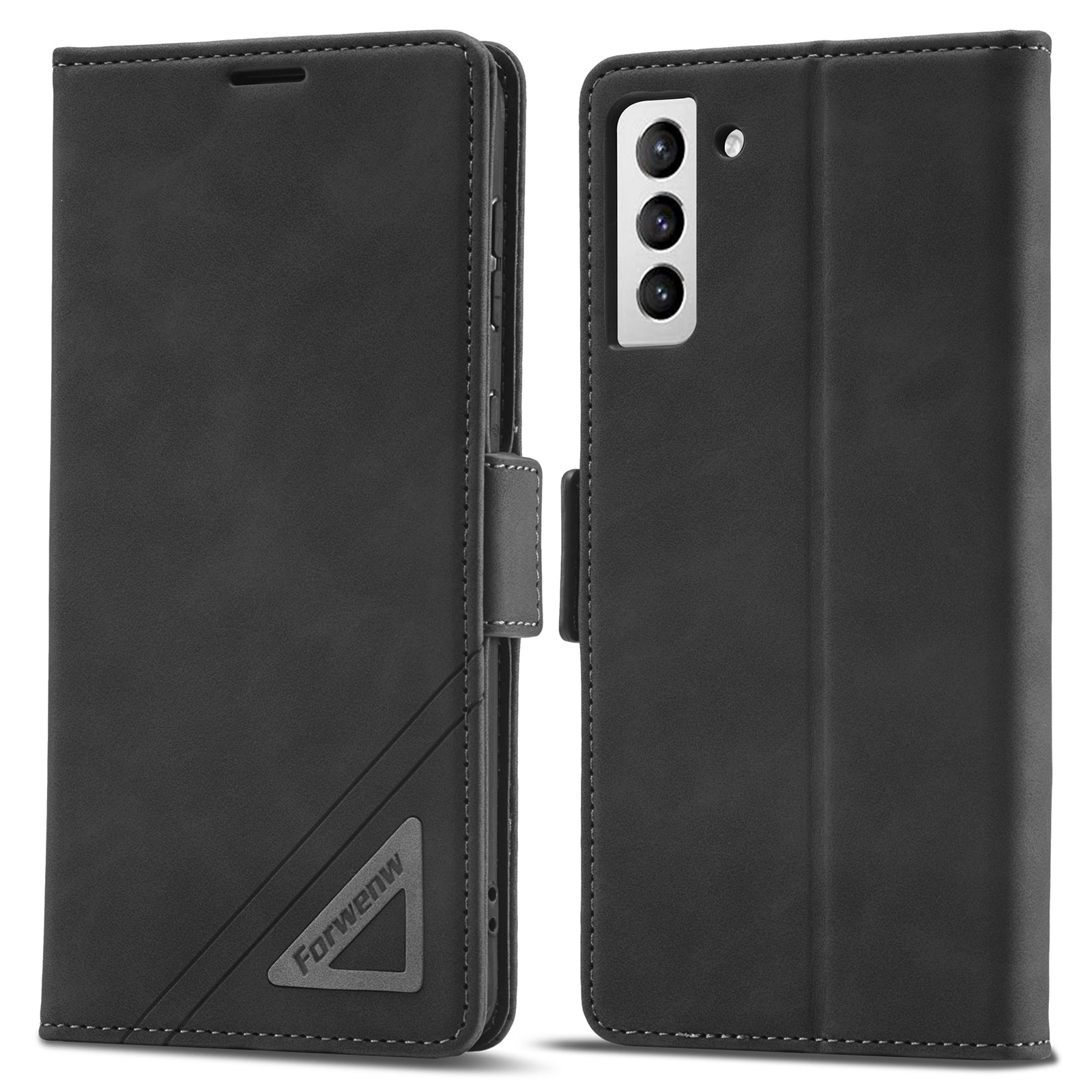FORWENW F3-Series Anti-drop Phone Case For Samsung Galaxy S23 PU Leather Anti-scratch Phone Cover Wallet Stand