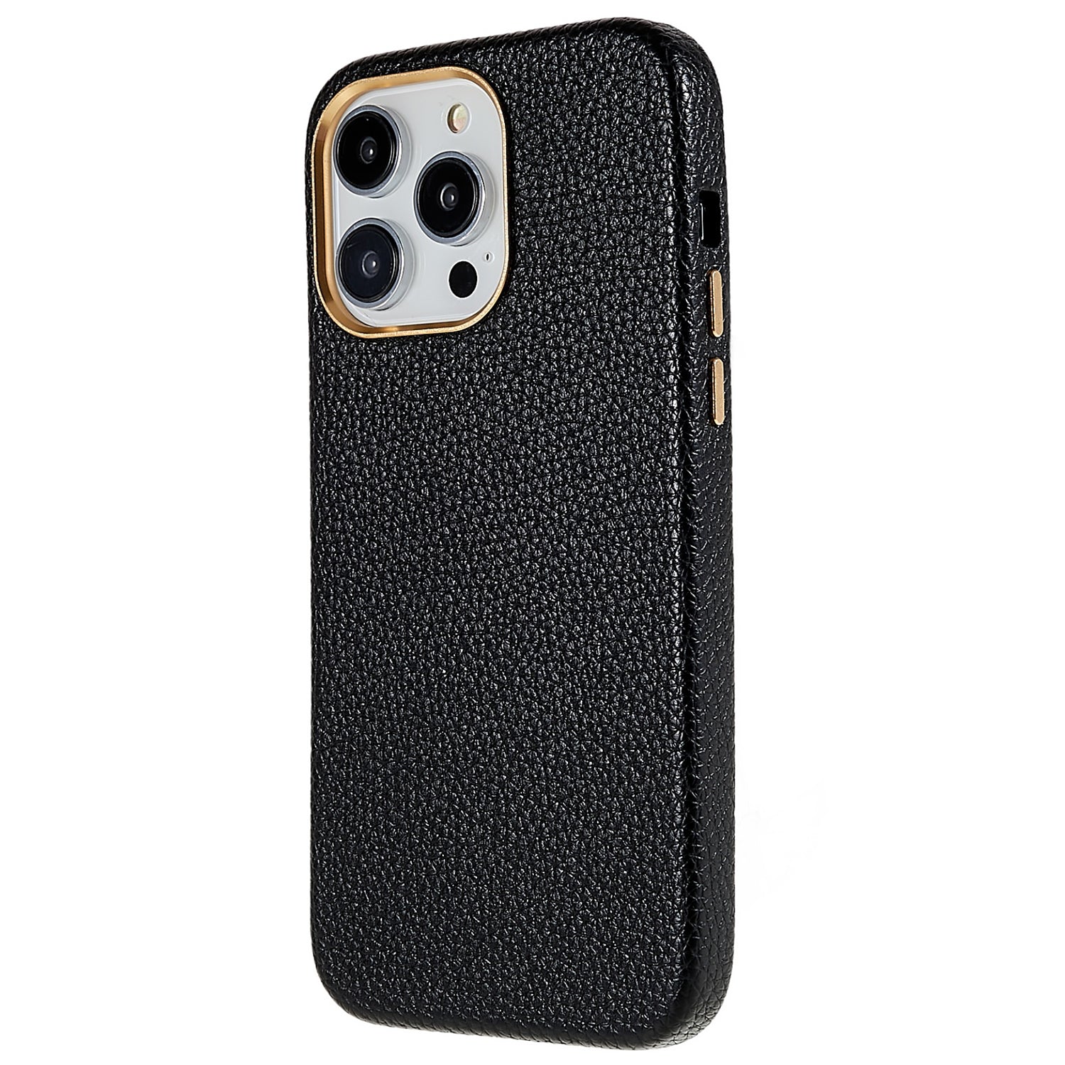 Phone Case for iPhone 14 Pro PU Leather + PC Litchi Texture Protective Cover - White