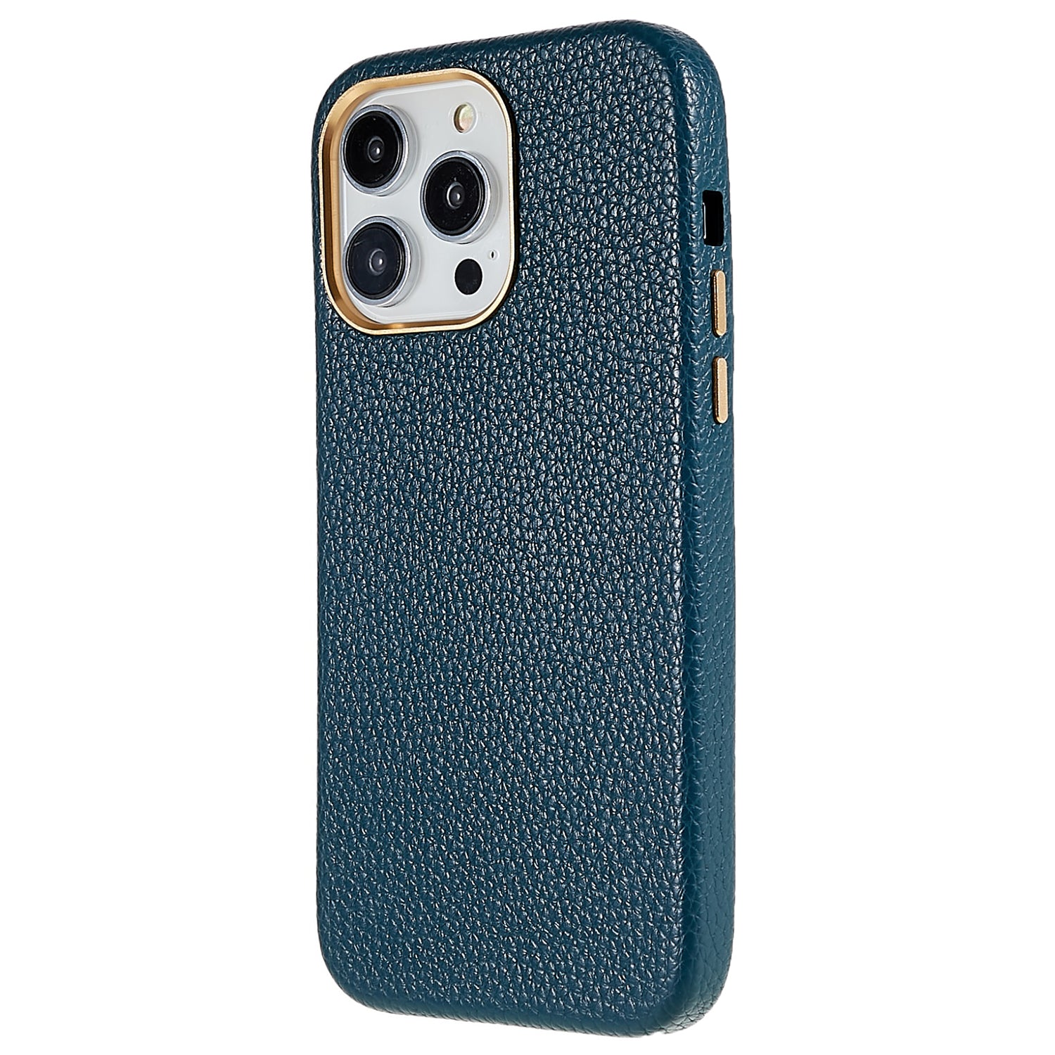 Phone Case for iPhone 14 Pro PU Leather + PC Litchi Texture Protective Cover - White