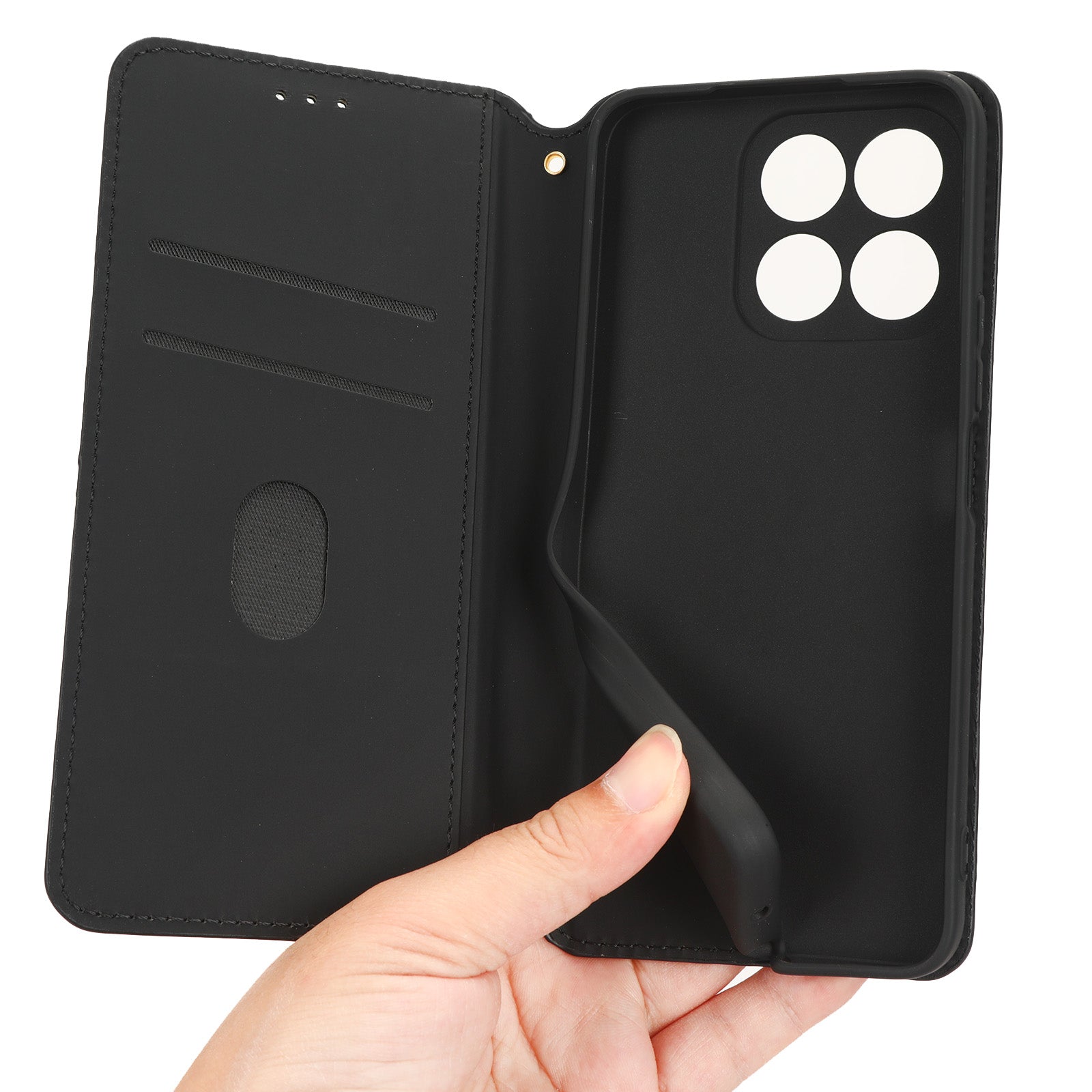 Anti-fall Phone Case For Honor X8a 4G PU Leather Stand Wallet Imprinted Rhombus Pattern Cell Phone Cover