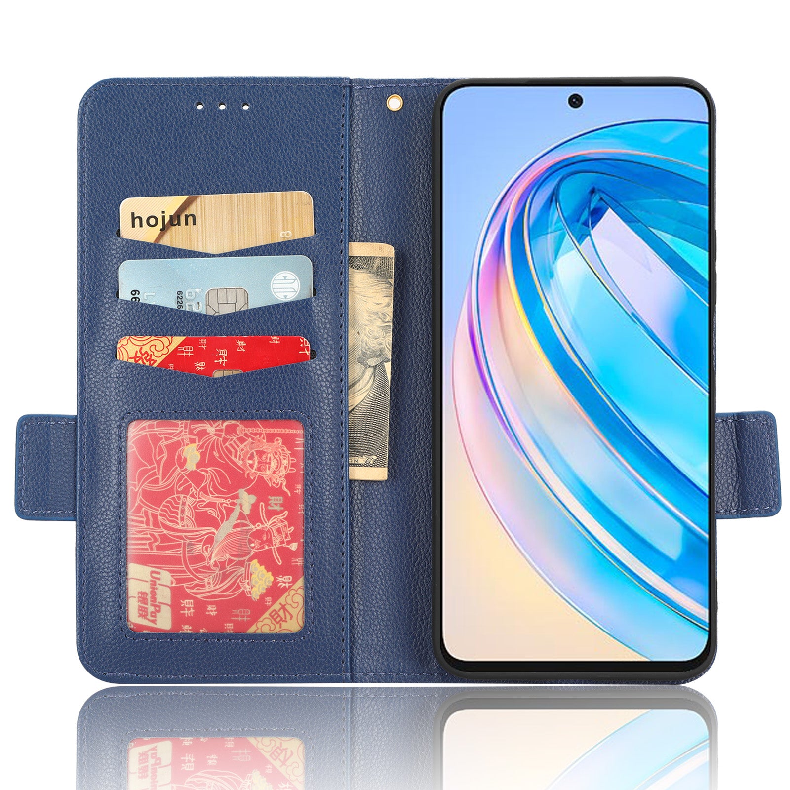 For Honor X8a 4G PU Leather Phone Case Flip Folio Stand Litchi TextureShockproof Cover with Wallet