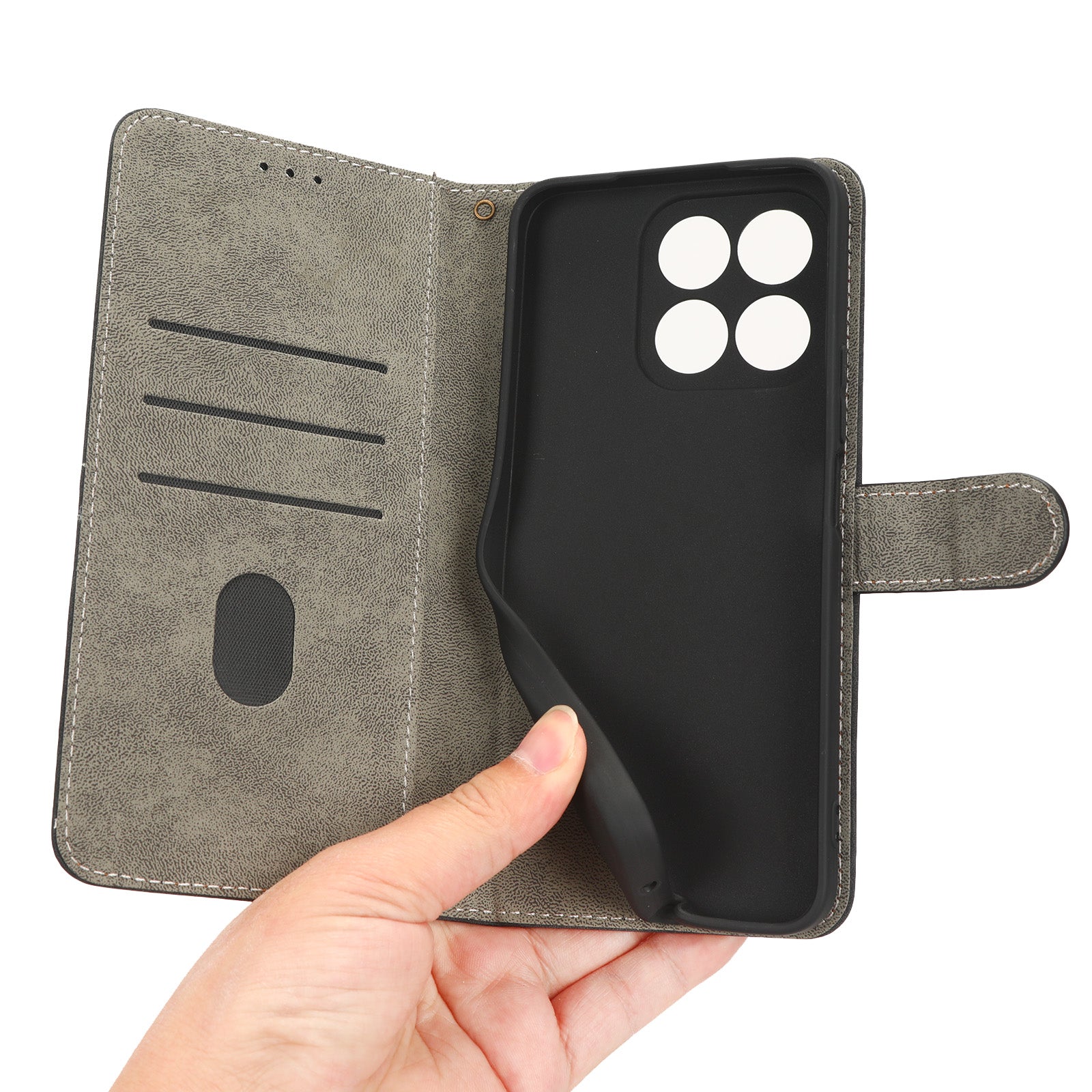For Honor X8a 4G PU Leather Anti-drop Phone Case Wallet Flip Stand Anti-scratch Phone Cover with RFID Blocking Protection