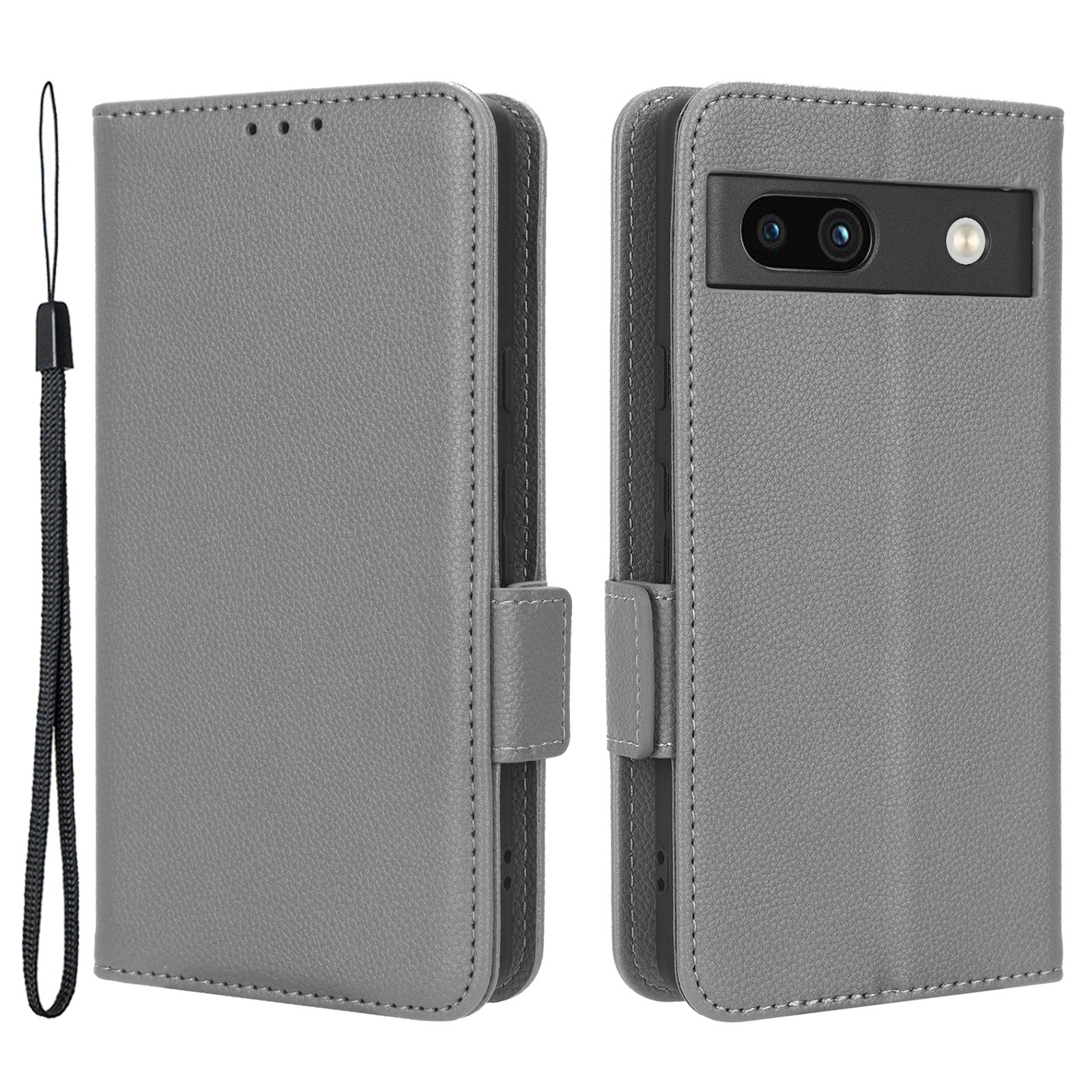 Cell Phone Cover For Google Pixel 7a Wallet Stand Litchi Texture PU Leather Anti-fall Flip Phone Case