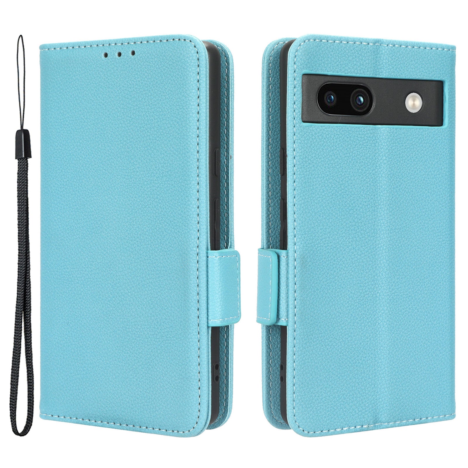 Cell Phone Cover For Google Pixel 7a Wallet Stand Litchi Texture PU Leather Anti-fall Flip Phone Case