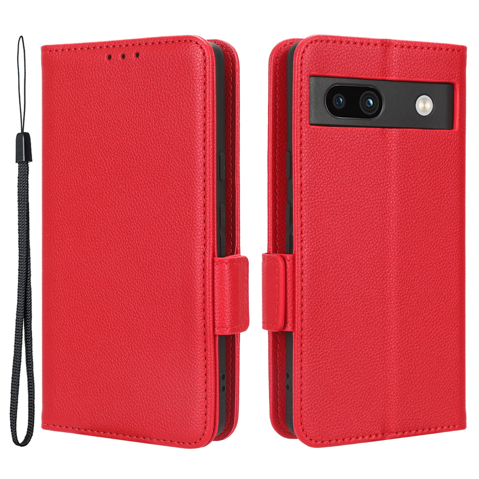 Cell Phone Cover For Google Pixel 7a Wallet Stand Litchi Texture PU Leather Anti-fall Flip Phone Case