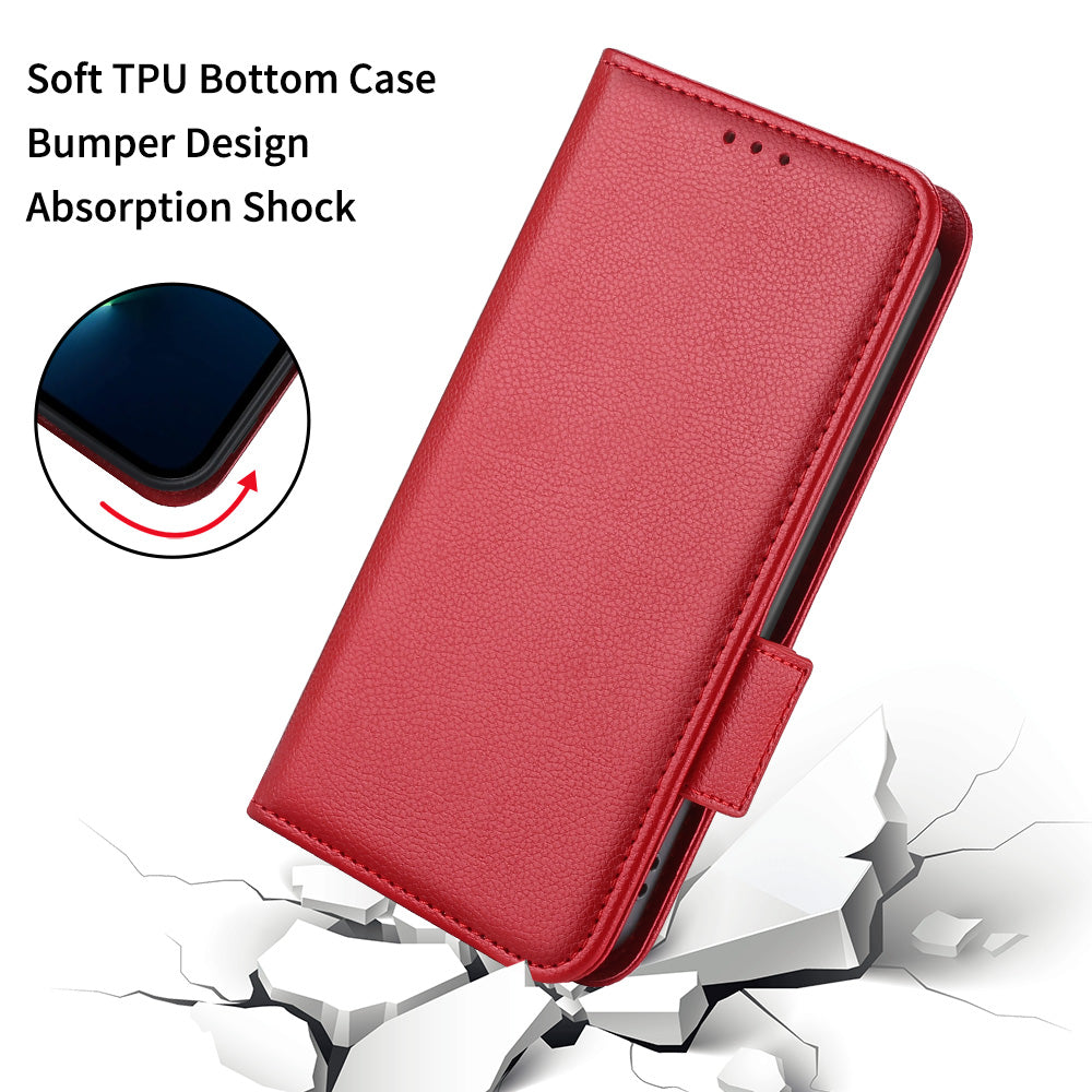 Cell Phone Cover For Google Pixel 7a Wallet Stand Litchi Texture PU Leather Anti-fall Flip Phone Case