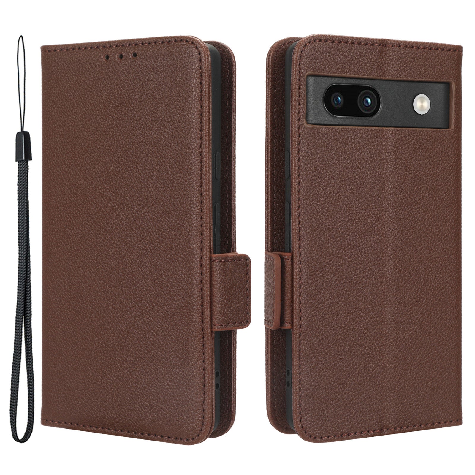 Cell Phone Cover For Google Pixel 7a Wallet Stand Litchi Texture PU Leather Anti-fall Flip Phone Case