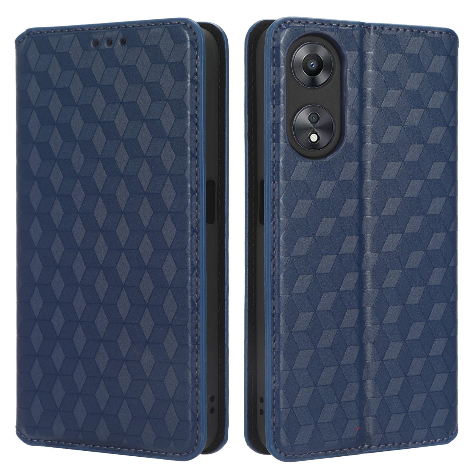 For Oppo A58 5G A58x 5G A78 5G Wallet Phone Case PU Leather Stand Function Imprinted Rhombus Pattern Cover Phone Holder