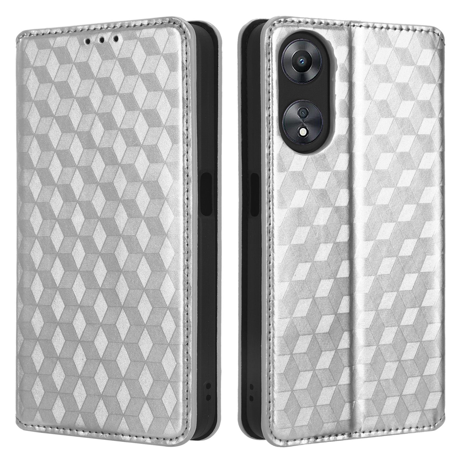 For Oppo A58 5G A58x 5G A78 5G Wallet Phone Case PU Leather Stand Function Imprinted Rhombus Pattern Cover Phone Holder