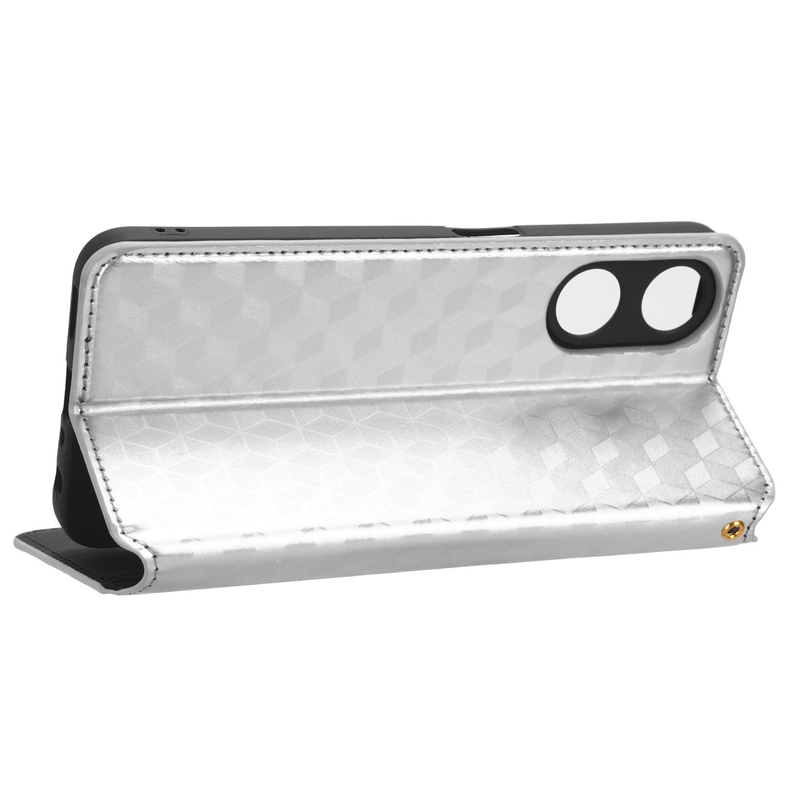 For Oppo A58 5G A58x 5G A78 5G Wallet Phone Case PU Leather Stand Function Imprinted Rhombus Pattern Cover Phone Holder