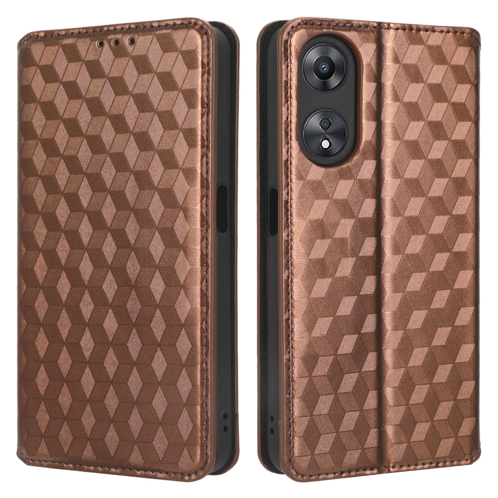 For Oppo A58 5G A58x 5G A78 5G Wallet Phone Case PU Leather Stand Function Imprinted Rhombus Pattern Cover Phone Holder