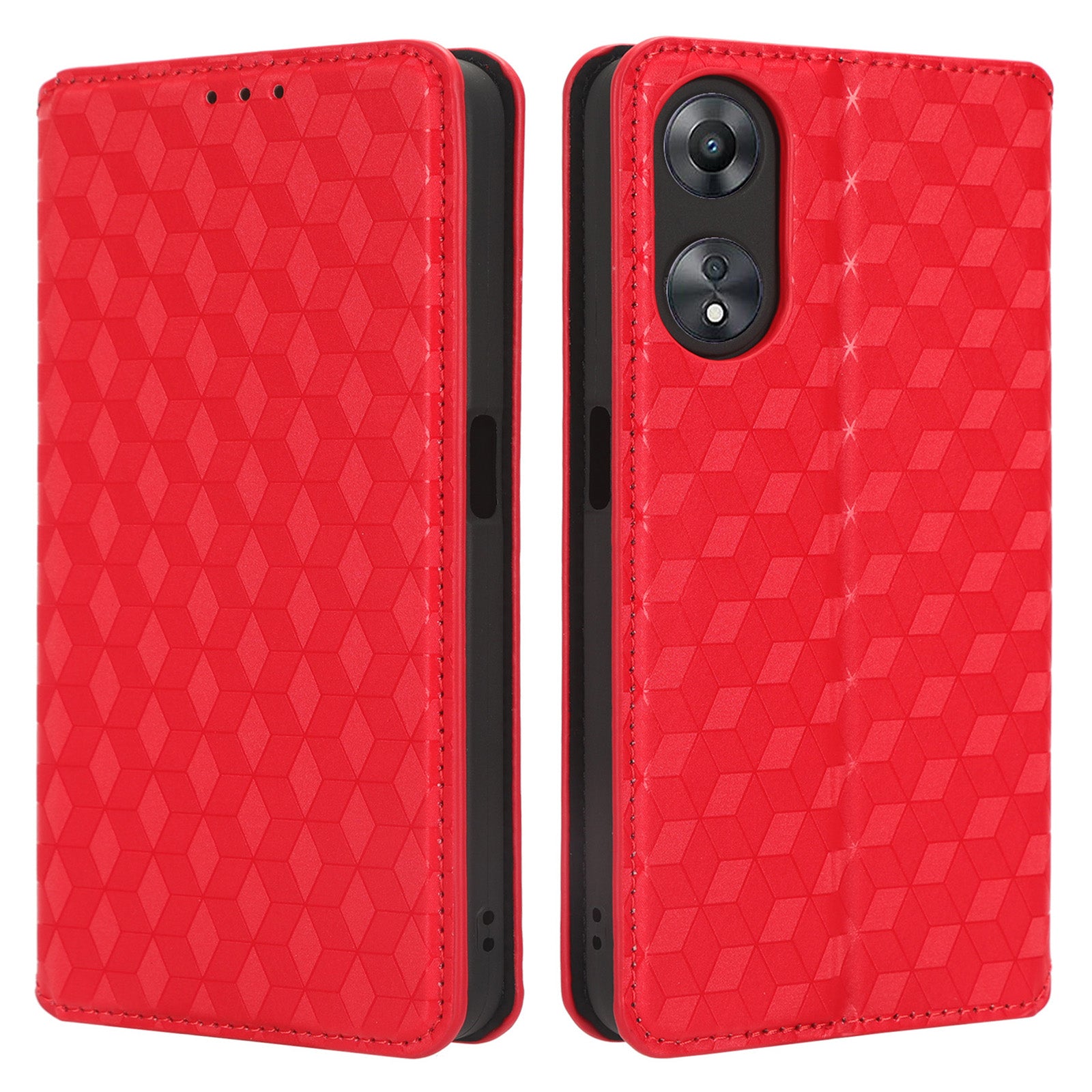 For Oppo A58 5G A58x 5G A78 5G Wallet Phone Case PU Leather Stand Function Imprinted Rhombus Pattern Cover Phone Holder