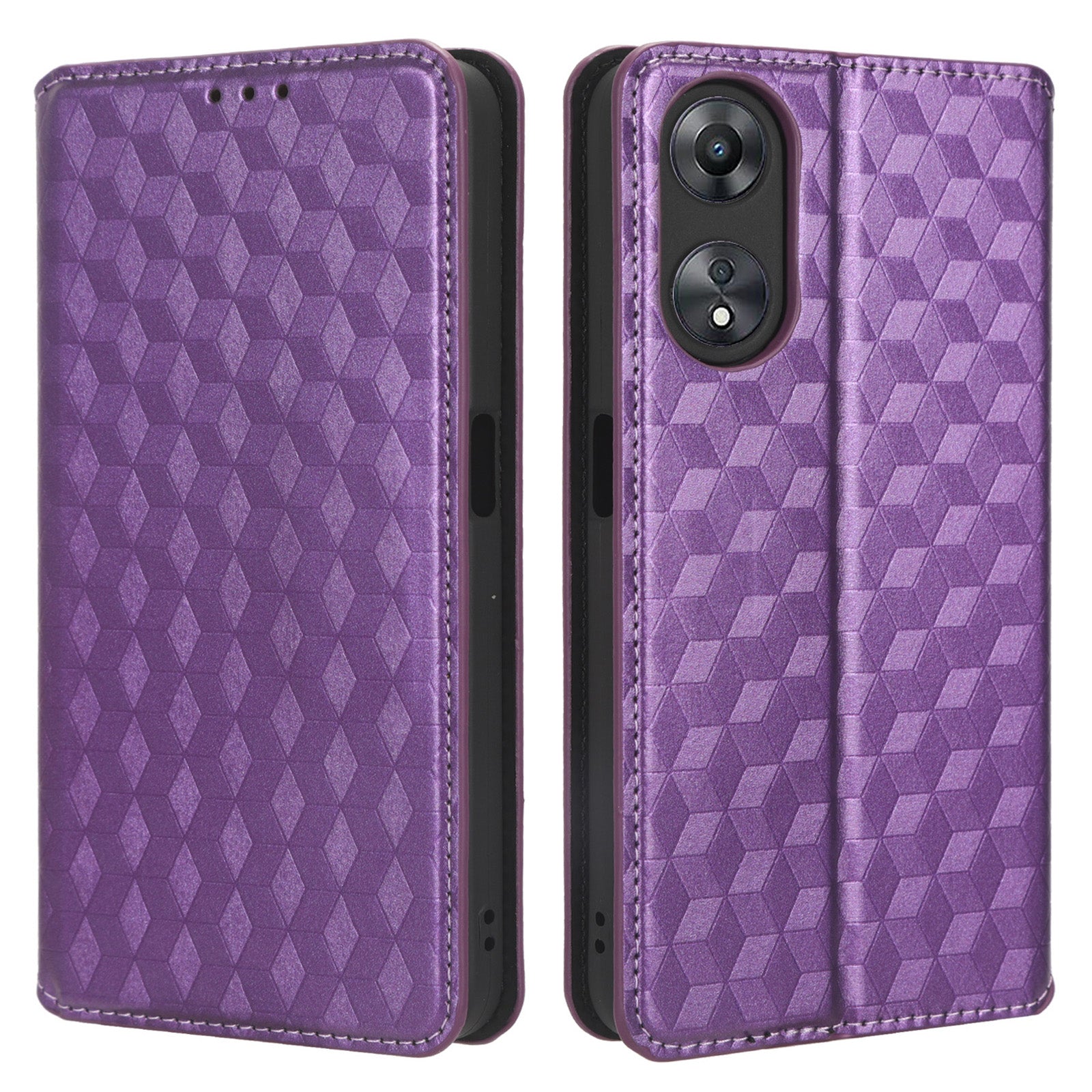 For Oppo A58 5G A58x 5G A78 5G Wallet Phone Case PU Leather Stand Function Imprinted Rhombus Pattern Cover Phone Holder