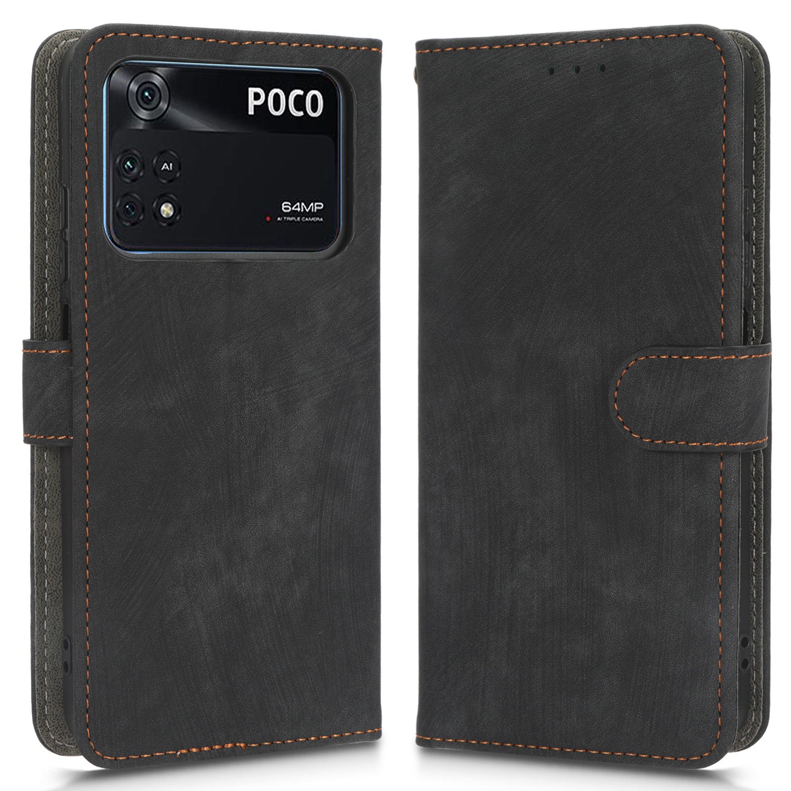 For Xiaomi Poco M4 Pro 4G PU Leather Phone Case Wallet Magnetic Flip Stand Cover with RFID Blocking Protection