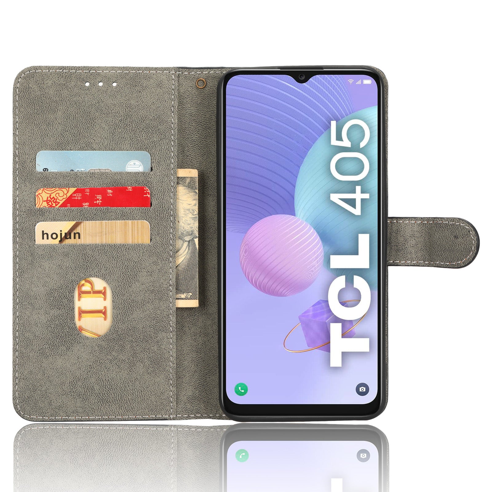 For TCL 405 T506D 406 408 Phone Leather Case RFID Blocking Stand Wallet Cell Phone Cover