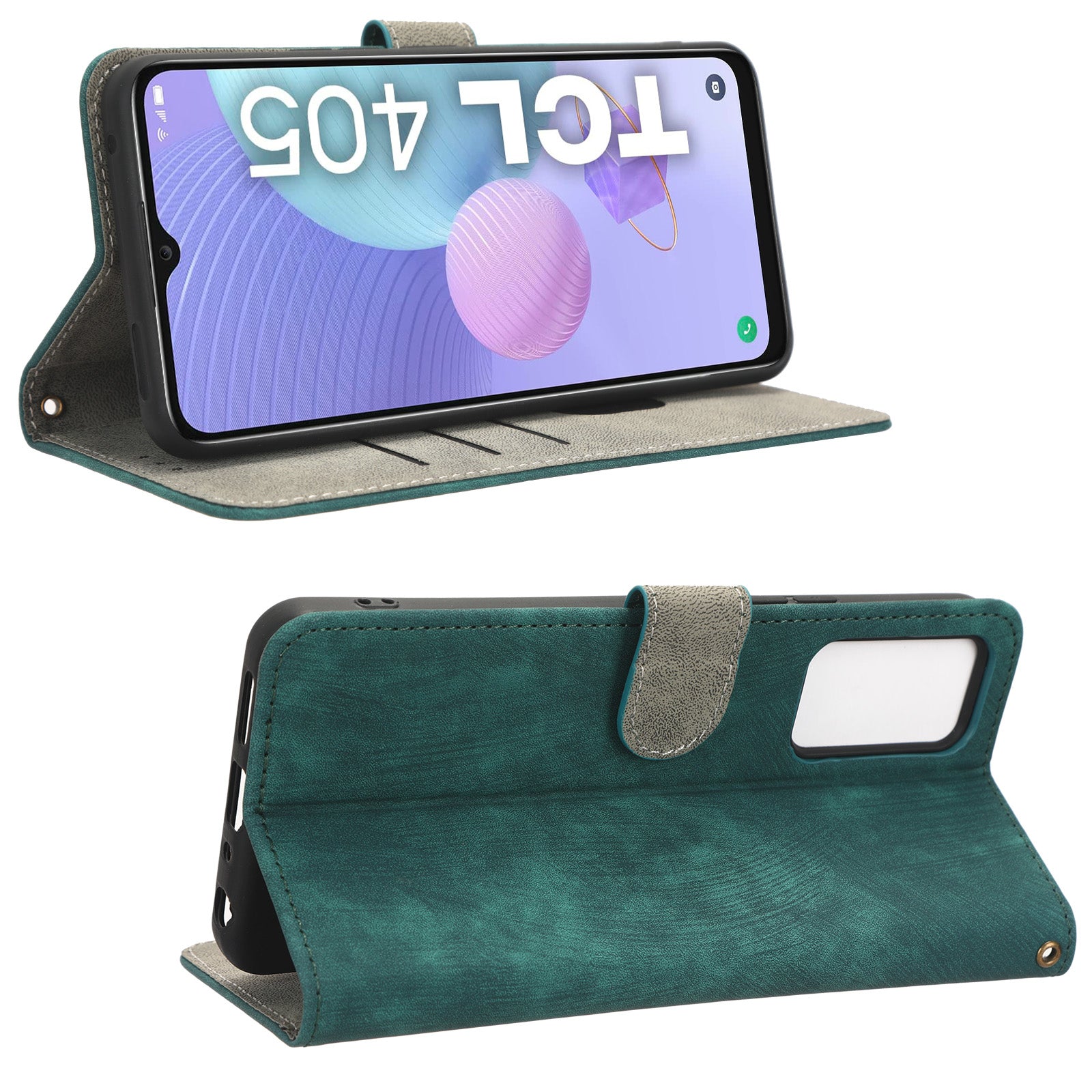 For TCL 405 T506D 406 408 Phone Leather Case RFID Blocking Stand Wallet Cell Phone Cover