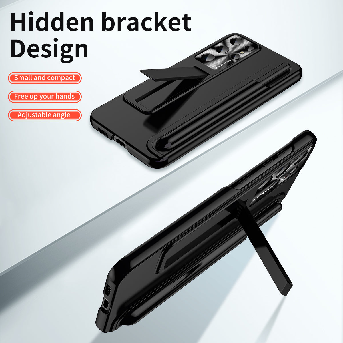 For Samsung Galaxy S23 Ultra Kickstand Pen Slot Design PC Back Cover Shockproof Phone Case with Stylus Pen
