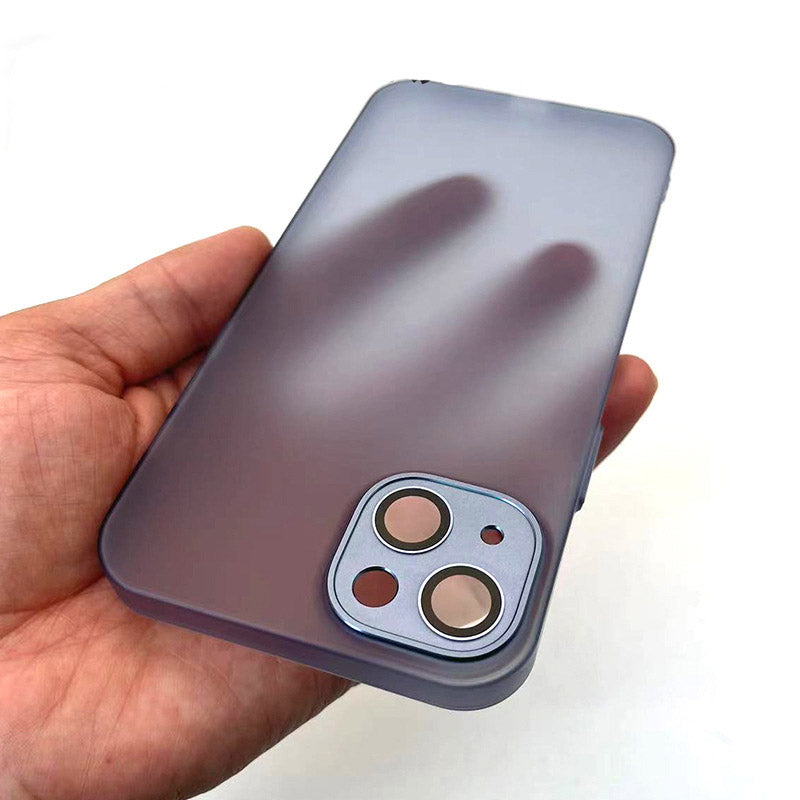 For iPhone 13 6.1 inch Ultra Thin PC Back Cover Aluminum Alloy Camera Lens Protection Rubberized Phone Case