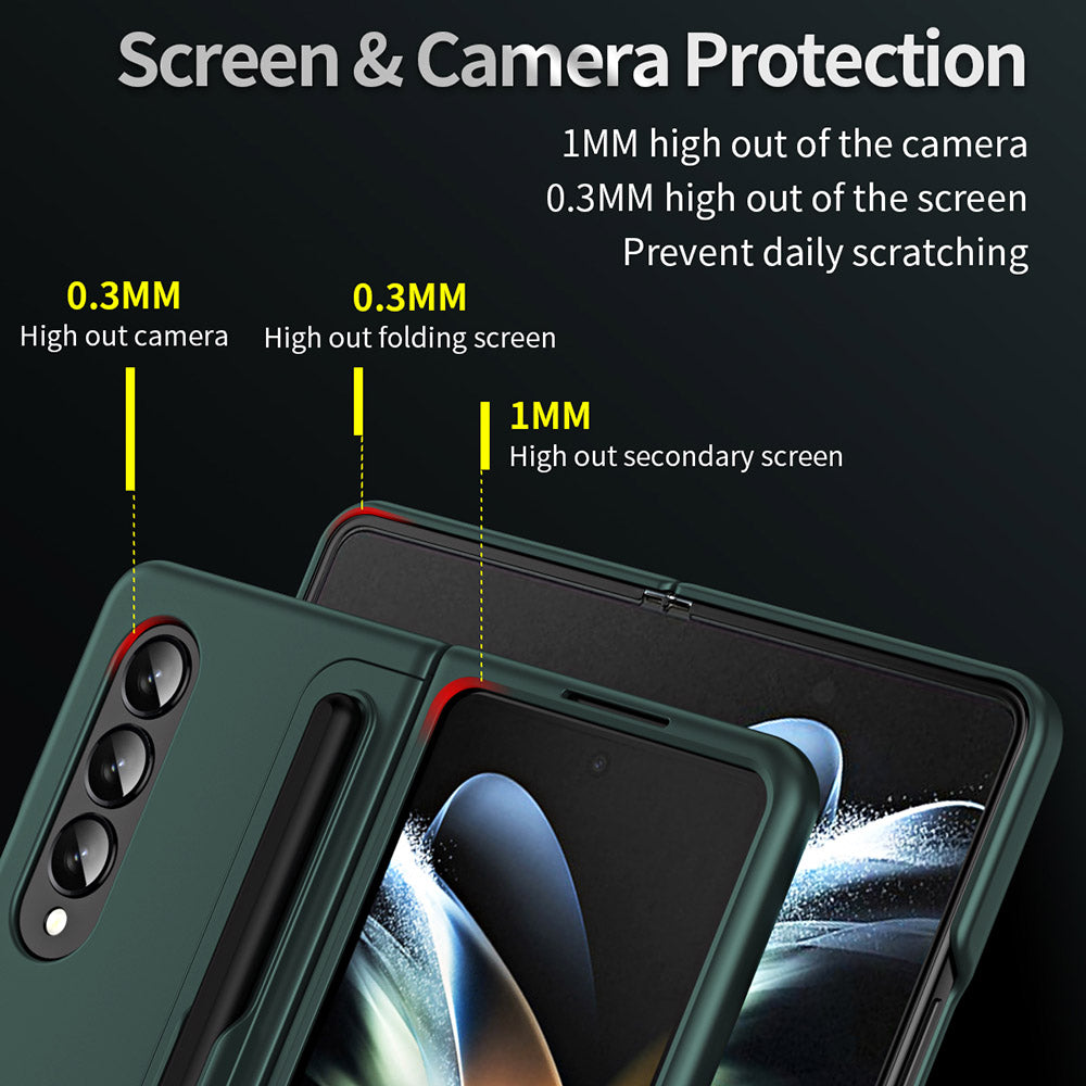 Slim Phone Case for Samsung Galaxy Z Fold4 5G Shockproof Had PC Kickstand Case with Pencil Holder