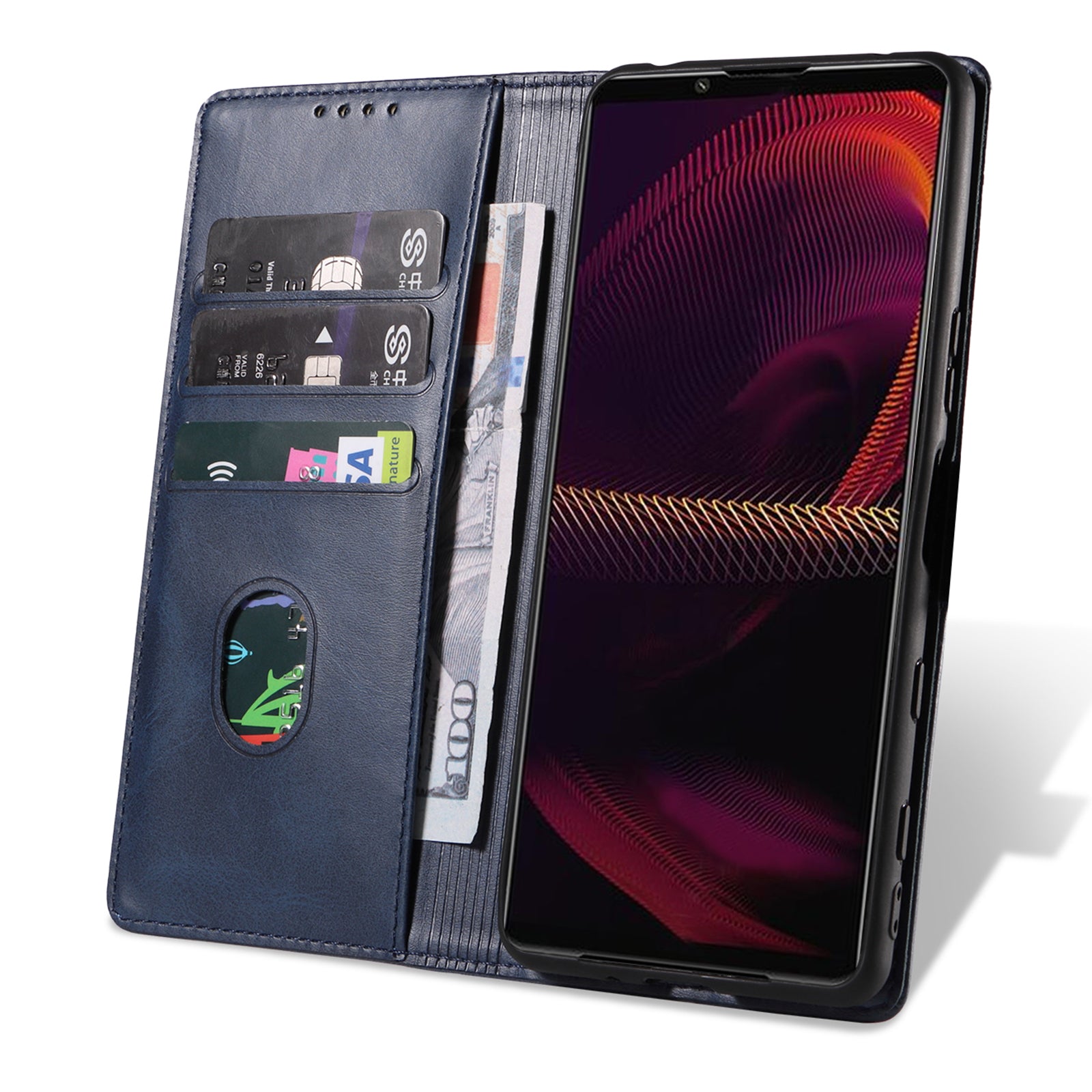 PU Leather Phone Case For Sony Xperia 5 II Business Style Flip Wallet Stand Shockproof Mobile Phone Cover