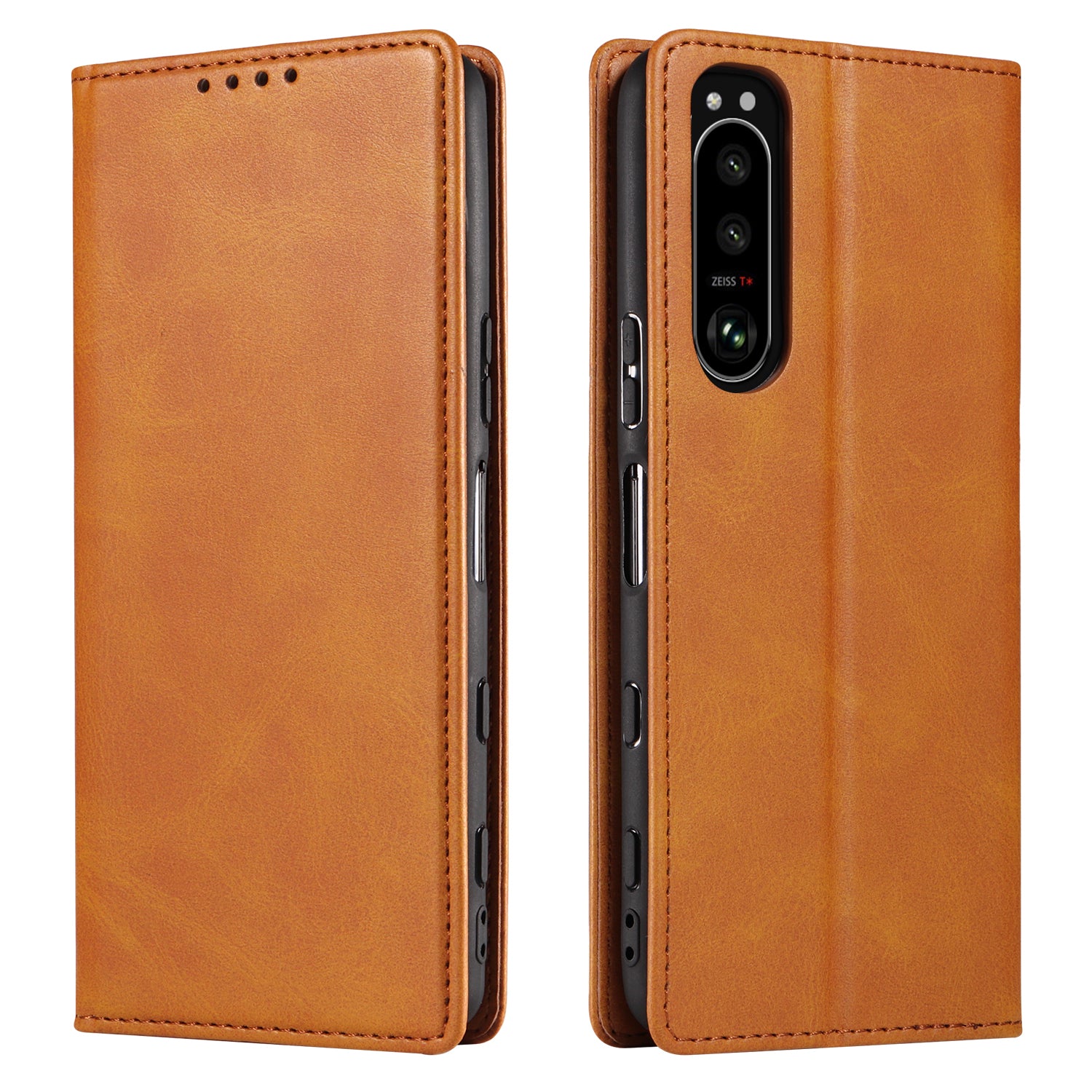 PU Leather Phone Case For Sony Xperia 5 II Business Style Flip Wallet Stand Shockproof Mobile Phone Cover
