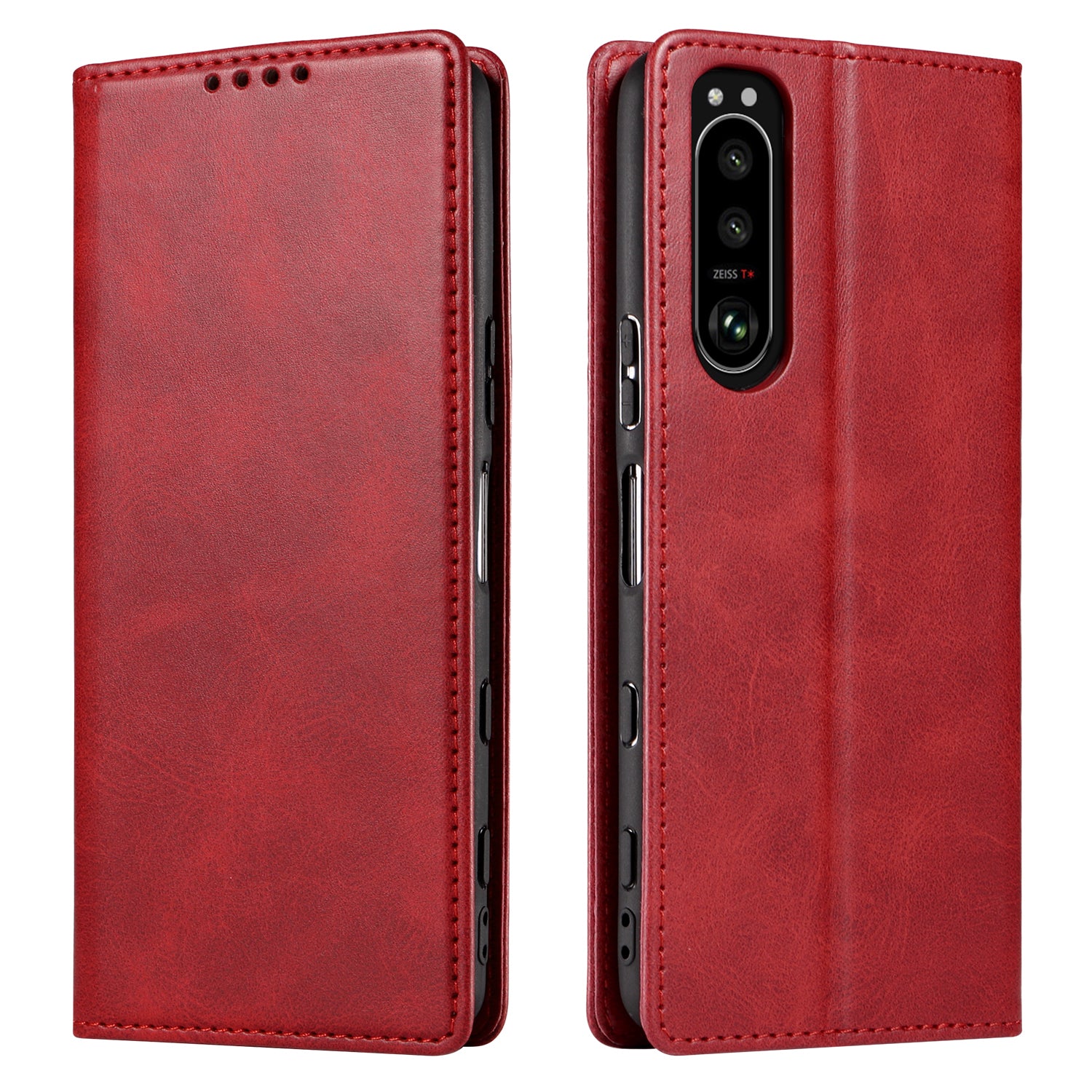 PU Leather Phone Case For Sony Xperia 5 II Business Style Flip Wallet Stand Shockproof Mobile Phone Cover