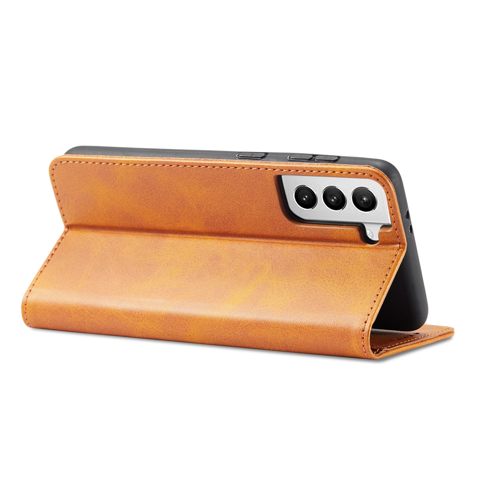 For Samsung Galaxy S21 5G Anti-drop Phone Case Stand Calf Texture Flip Phone Cover Card Holder