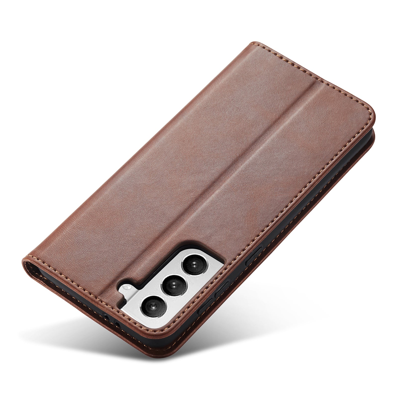 For Samsung Galaxy S21 5G Anti-drop Phone Case Stand Calf Texture Flip Phone Cover Card Holder