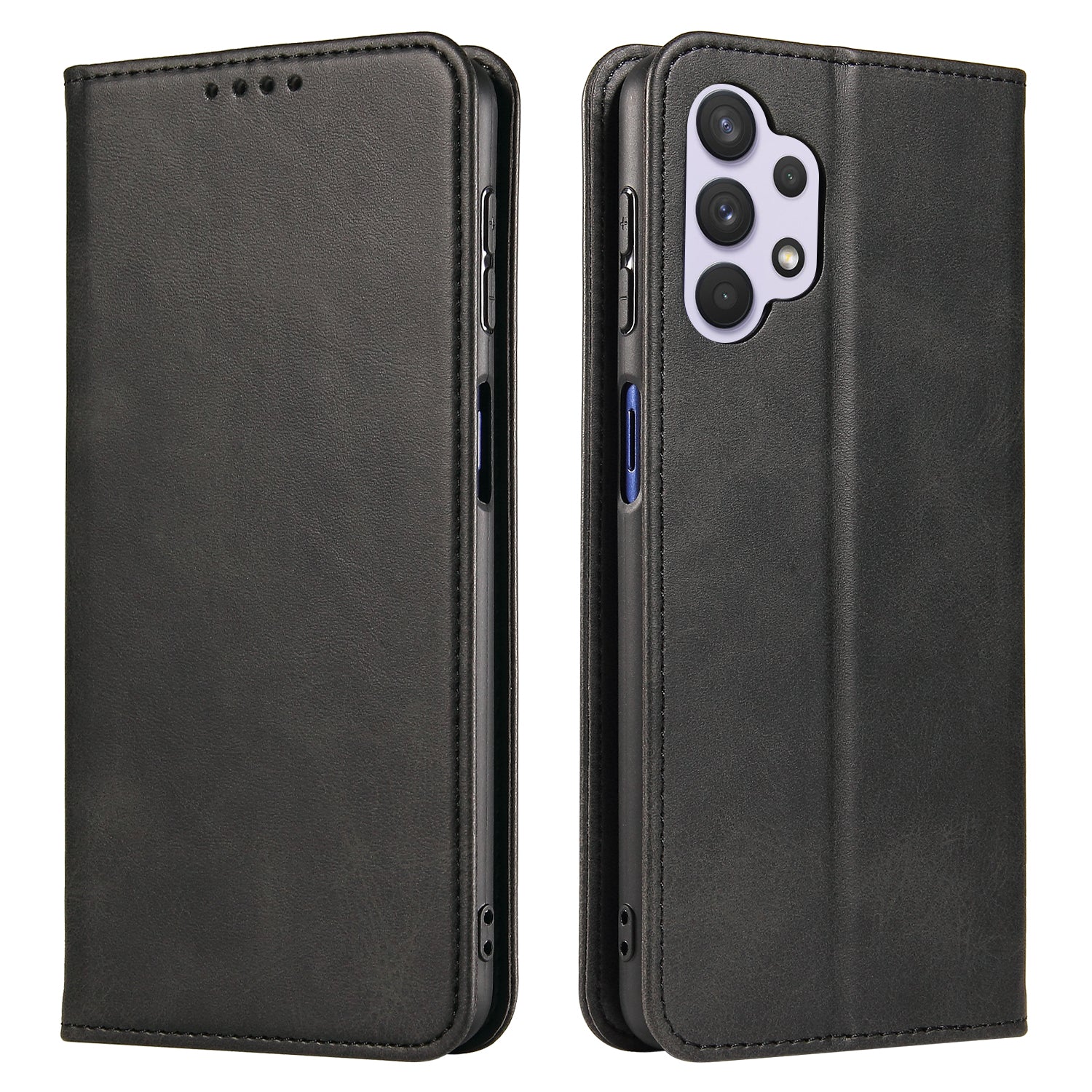 For Samsung Galaxy A32 4G (EU Version) Magnetic Leather Phone Case Stand Calf Texture Anti-scratch Phone Cover Card Holder