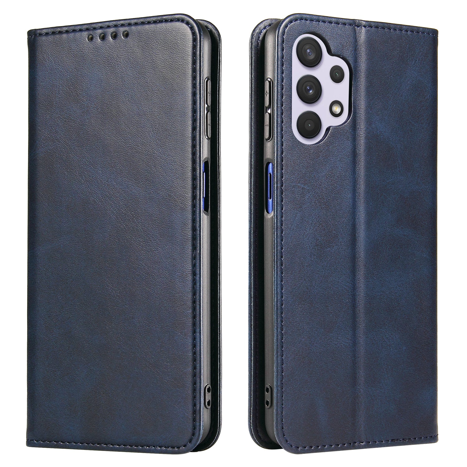 For Samsung Galaxy A32 4G (EU Version) Magnetic Leather Phone Case Stand Calf Texture Anti-scratch Phone Cover Card Holder