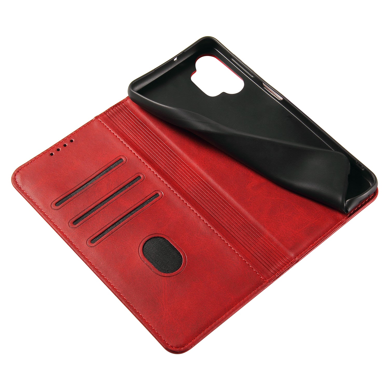 For Samsung Galaxy A32 4G (EU Version) Magnetic Leather Phone Case Stand Calf Texture Anti-scratch Phone Cover Card Holder