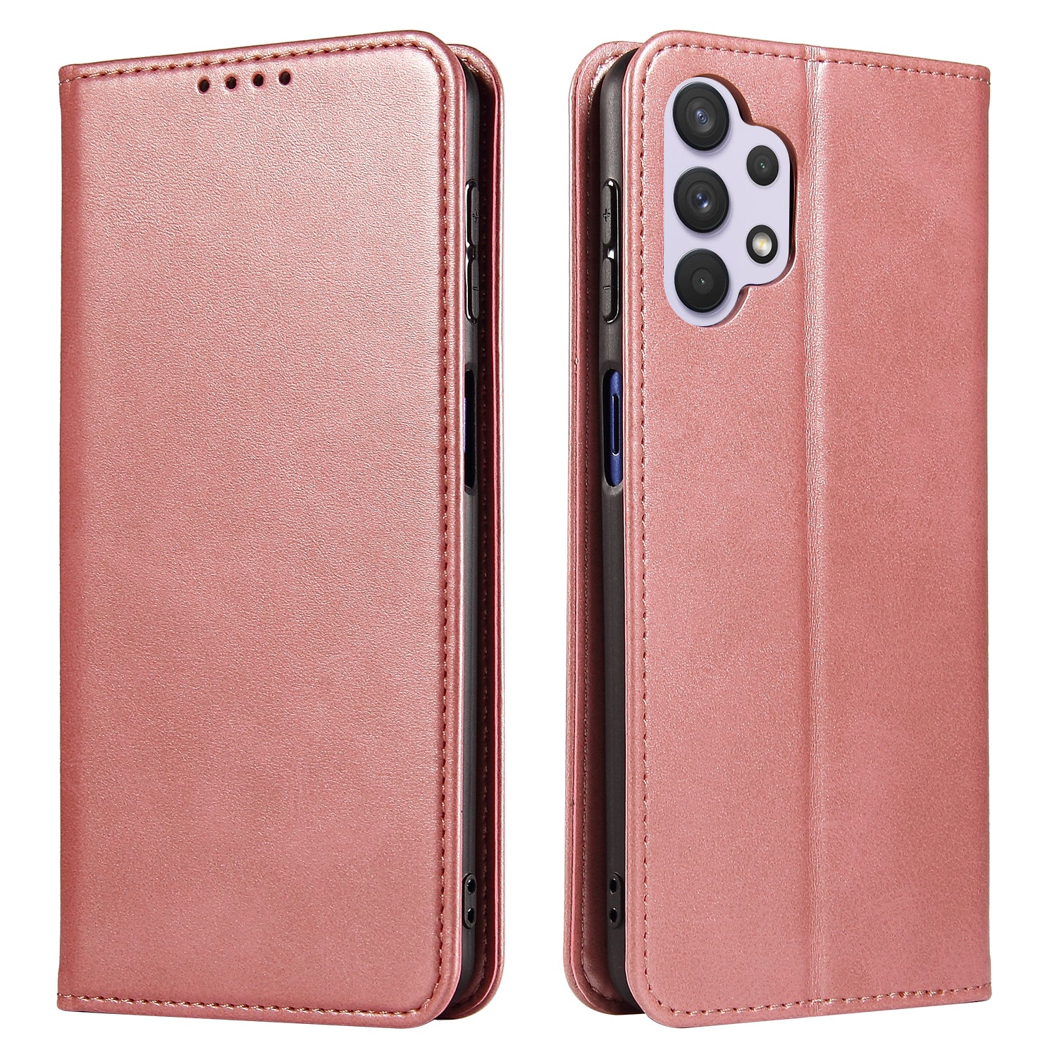 For Samsung Galaxy A32 4G (EU Version) Magnetic Leather Phone Case Stand Calf Texture Anti-scratch Phone Cover Card Holder