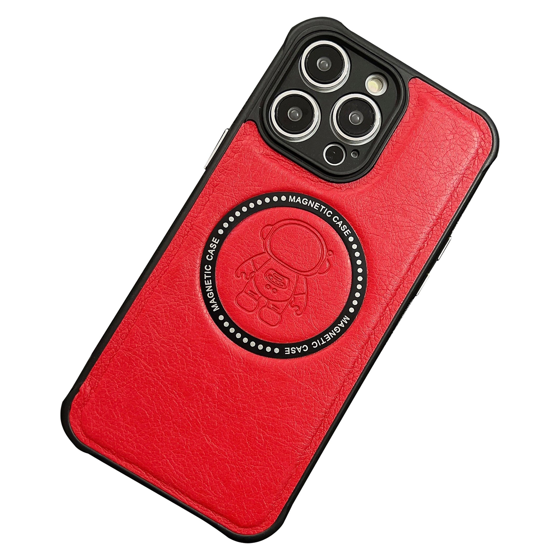 Magnetic Phone Case for iPhone 13 Pro 6.1 inch Imprinted Astronaut Pattern PU Leather Coated TPU PC Non-Slip Cover Compatible with MagSafe