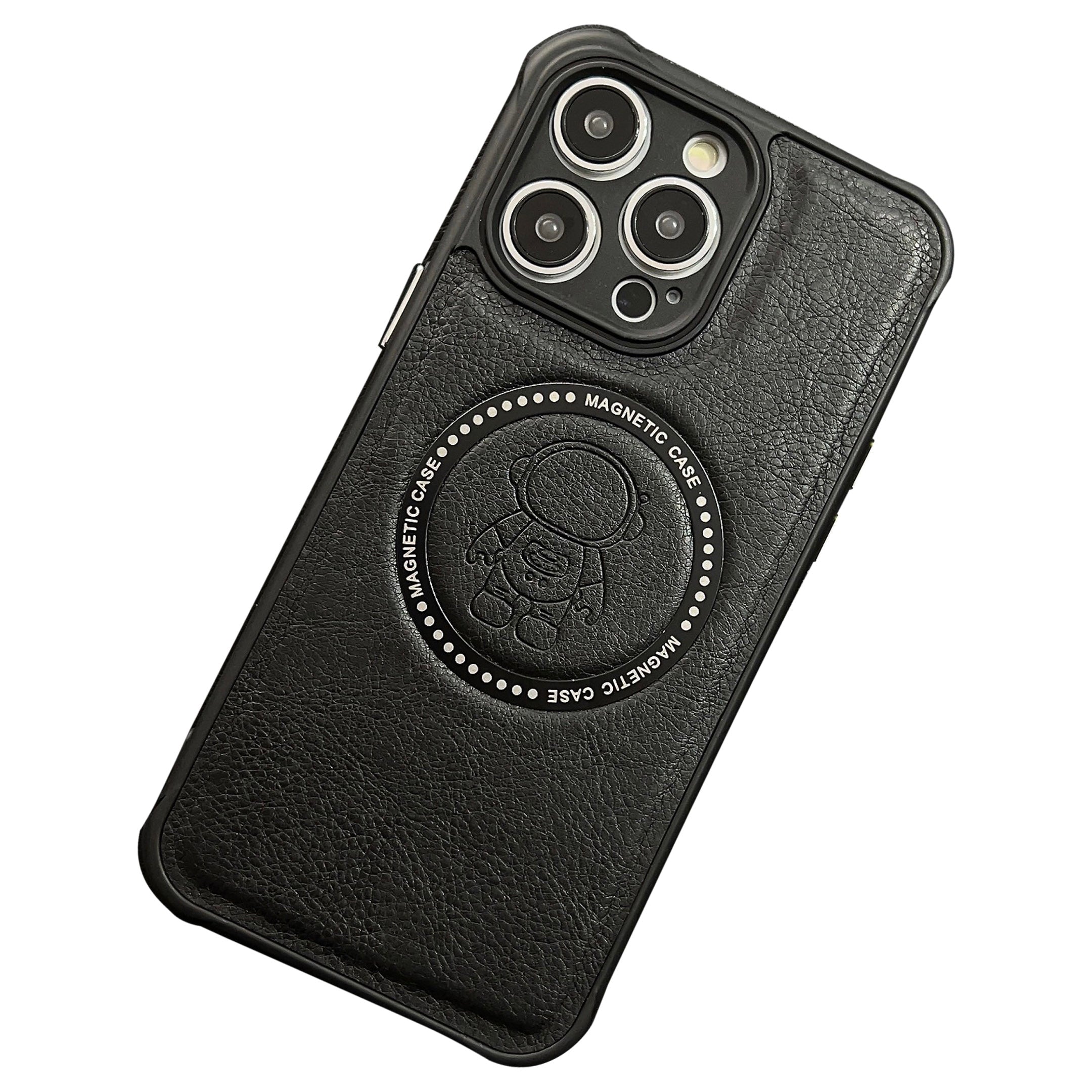 Magnetic Phone Case for iPhone 13 Pro 6.1 inch Imprinted Astronaut Pattern PU Leather Coated TPU PC Non-Slip Cover Compatible with MagSafe